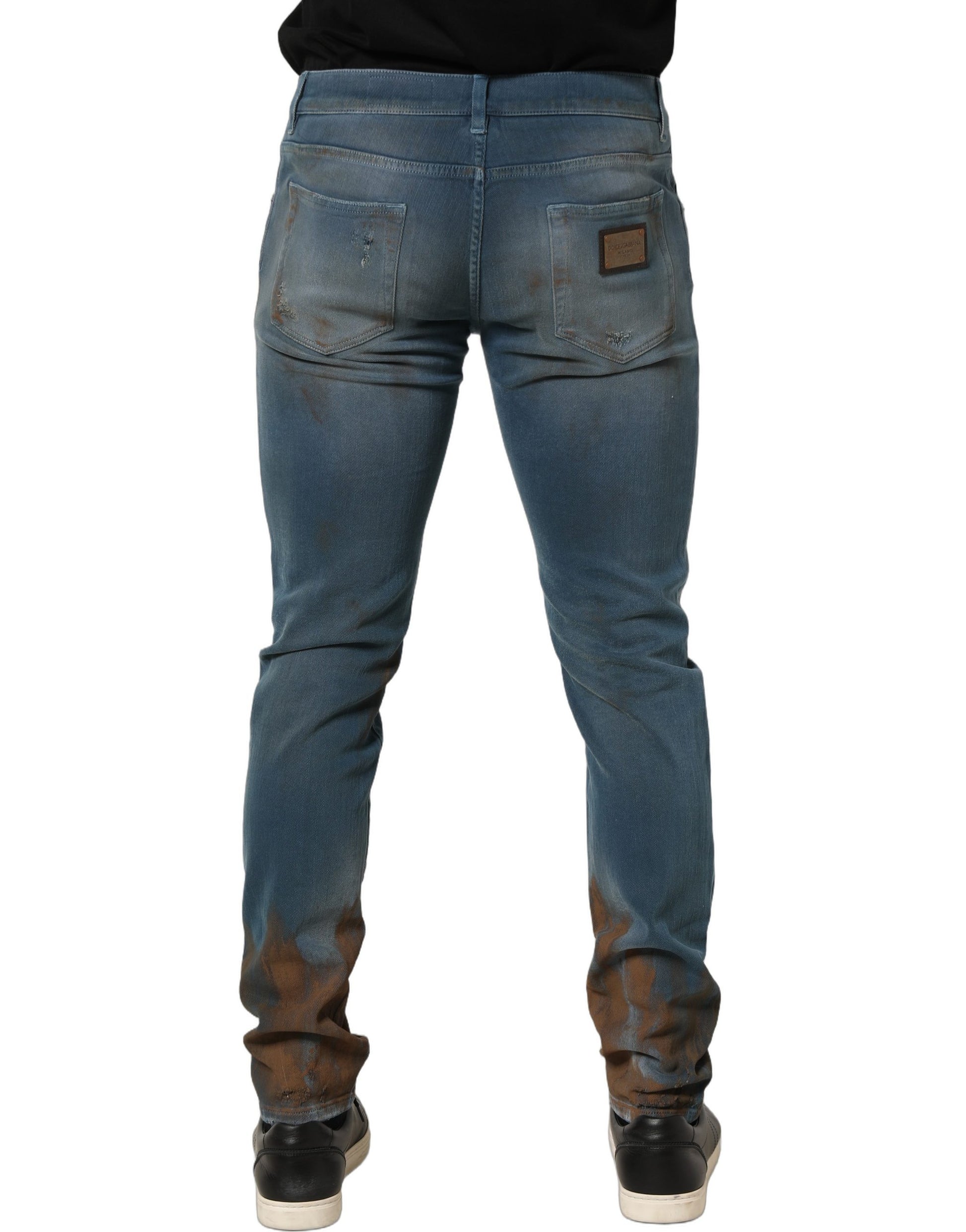 Dolce & Gabbana Blue Skinny Jeans for Men side view