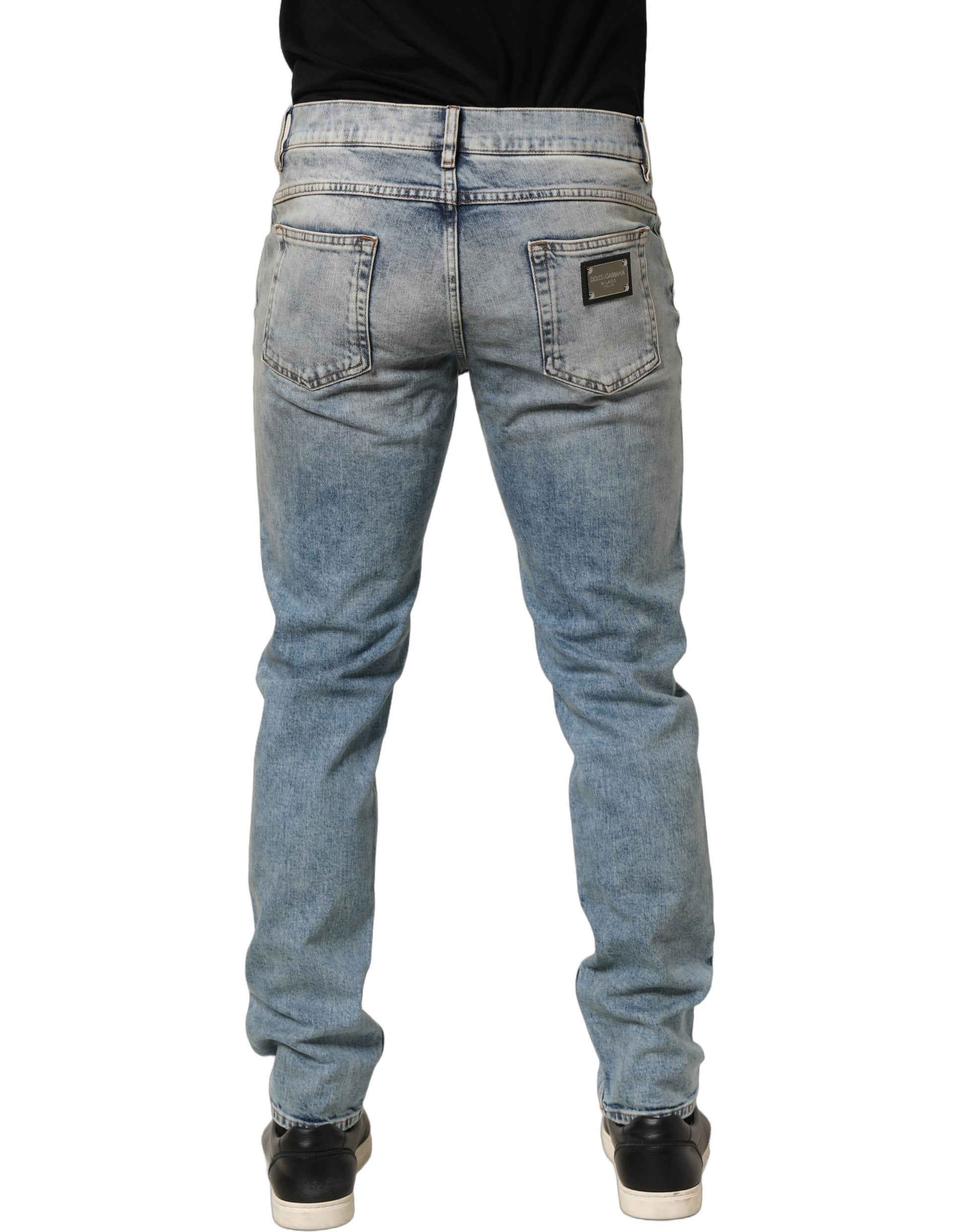 Dolce & Gabbana Blue Skinny Jeans for Men side view