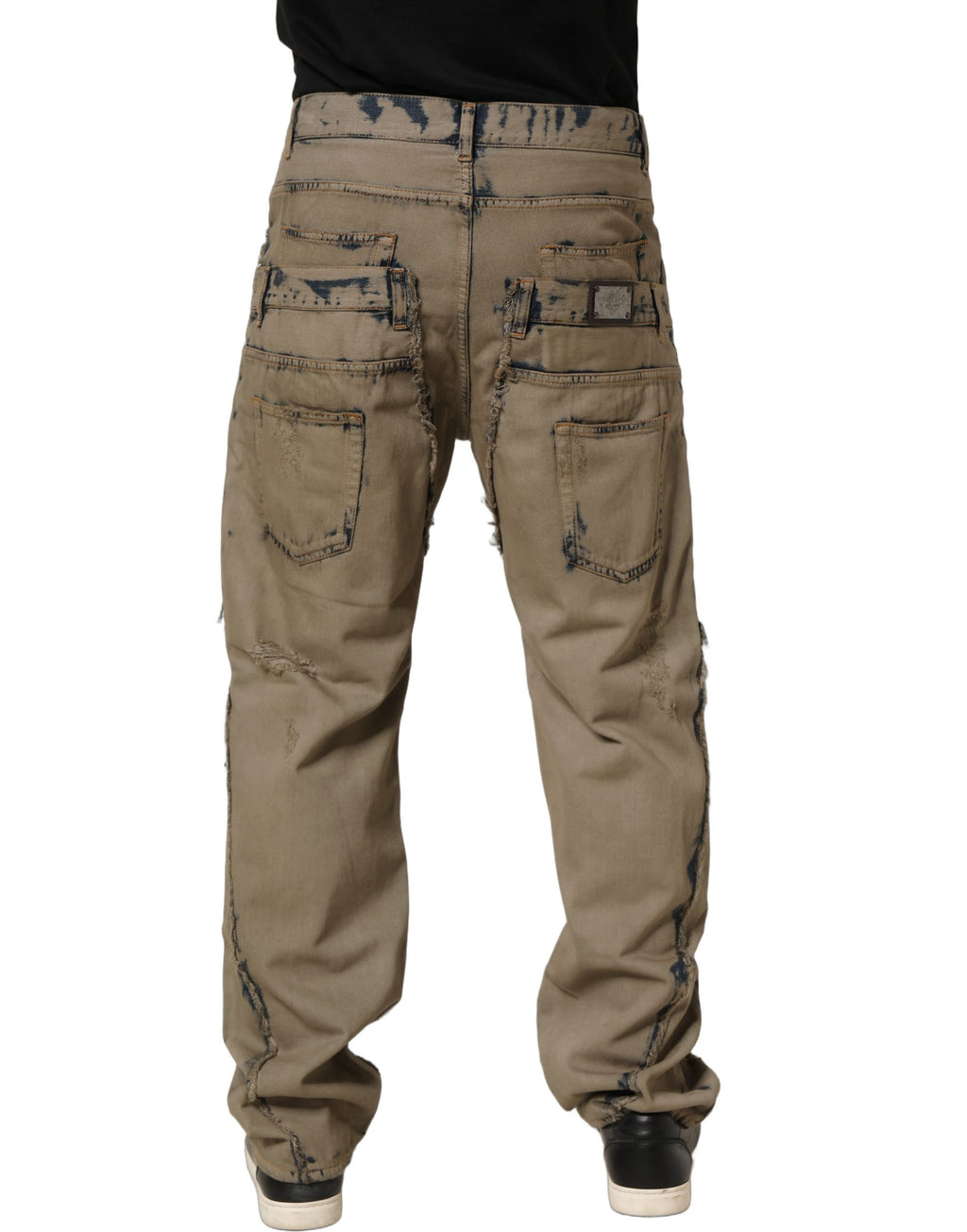 Jean en denim déstructuré délavé beige Dolce & Gabbana pour homme