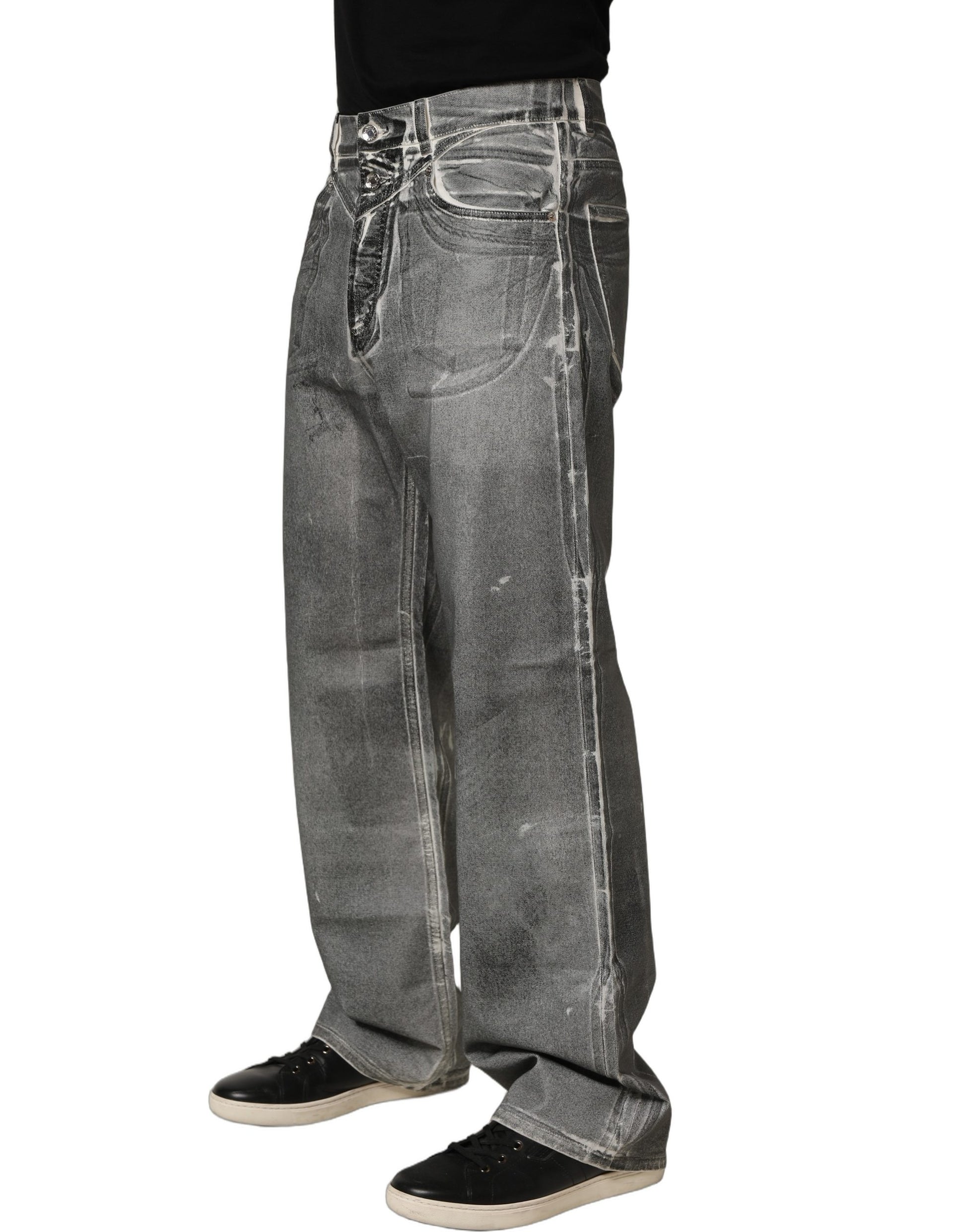 Dolce & Gabbana Grey Straight Leg Jeans for Men detail view