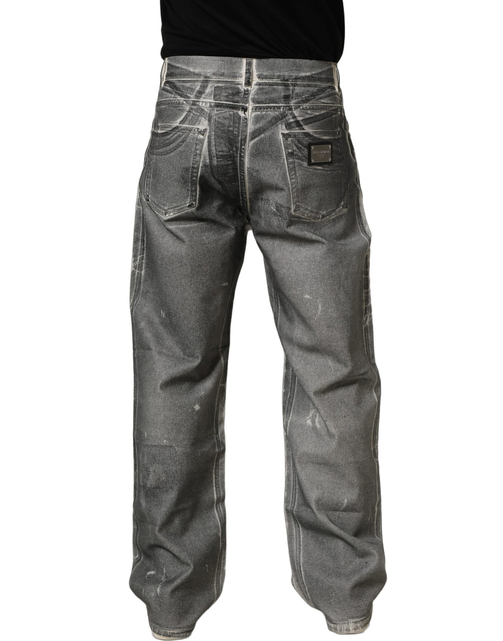 Dolce & Gabbana Grey Straight Leg Jeans for Men side view