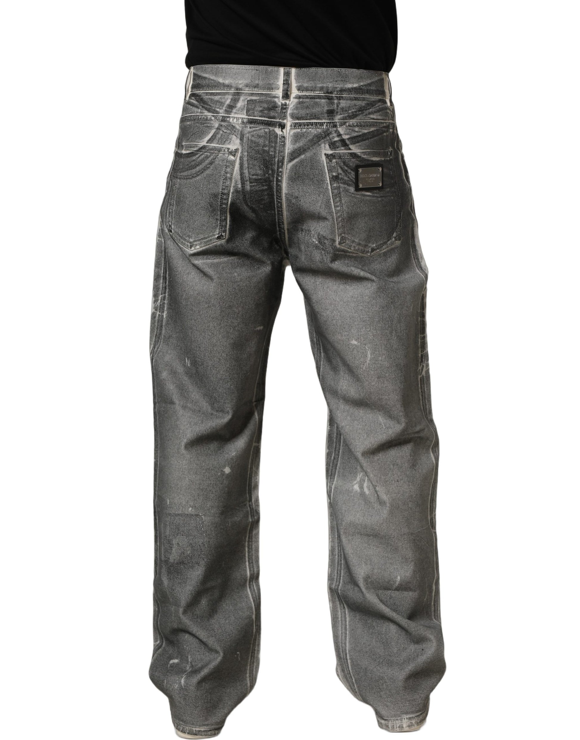 Dolce & Gabbana Grey Straight Leg Jeans for Men side view