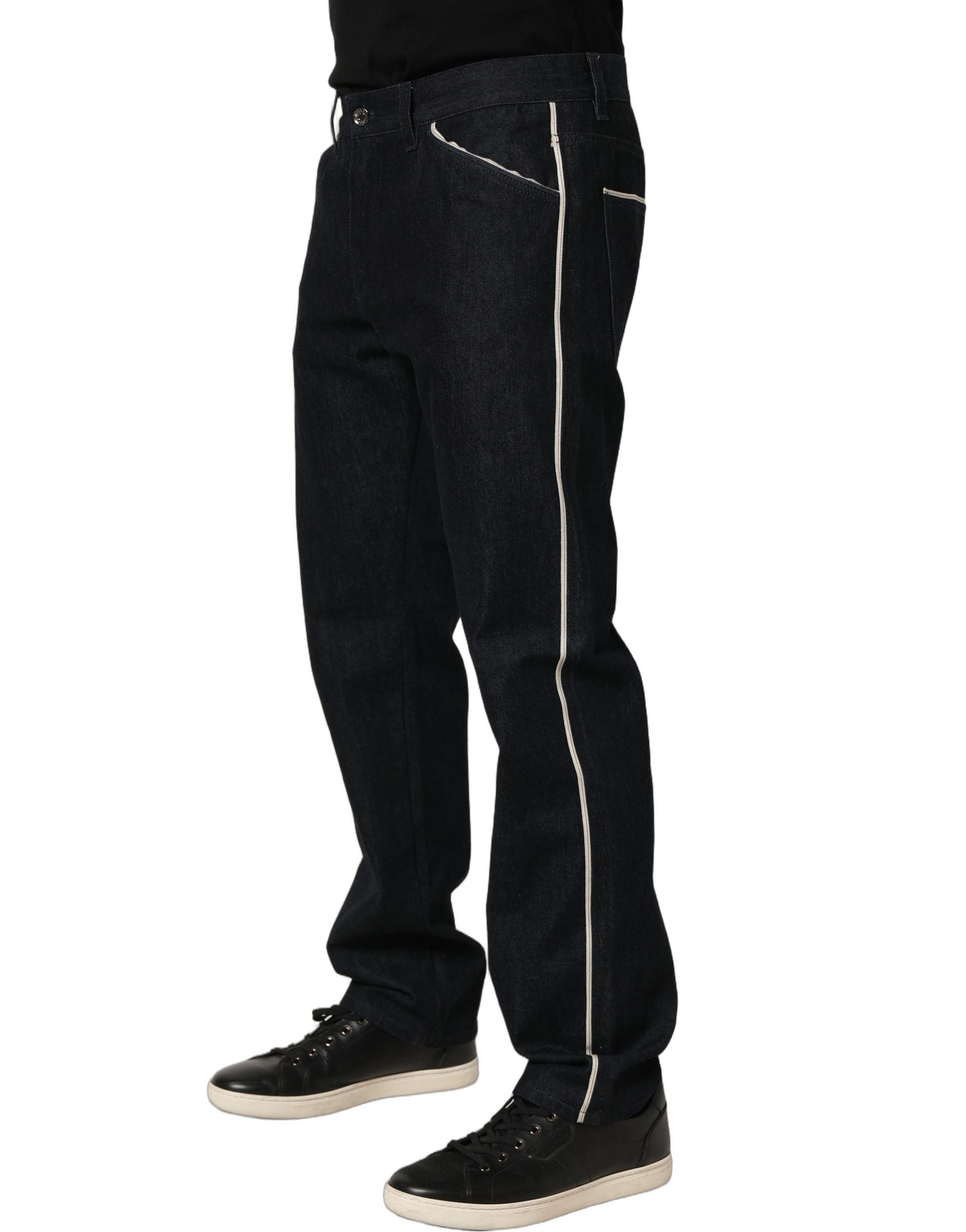 Dolce & Gabbana Black Cotton Mid Waist Classic Men Denim Jeans