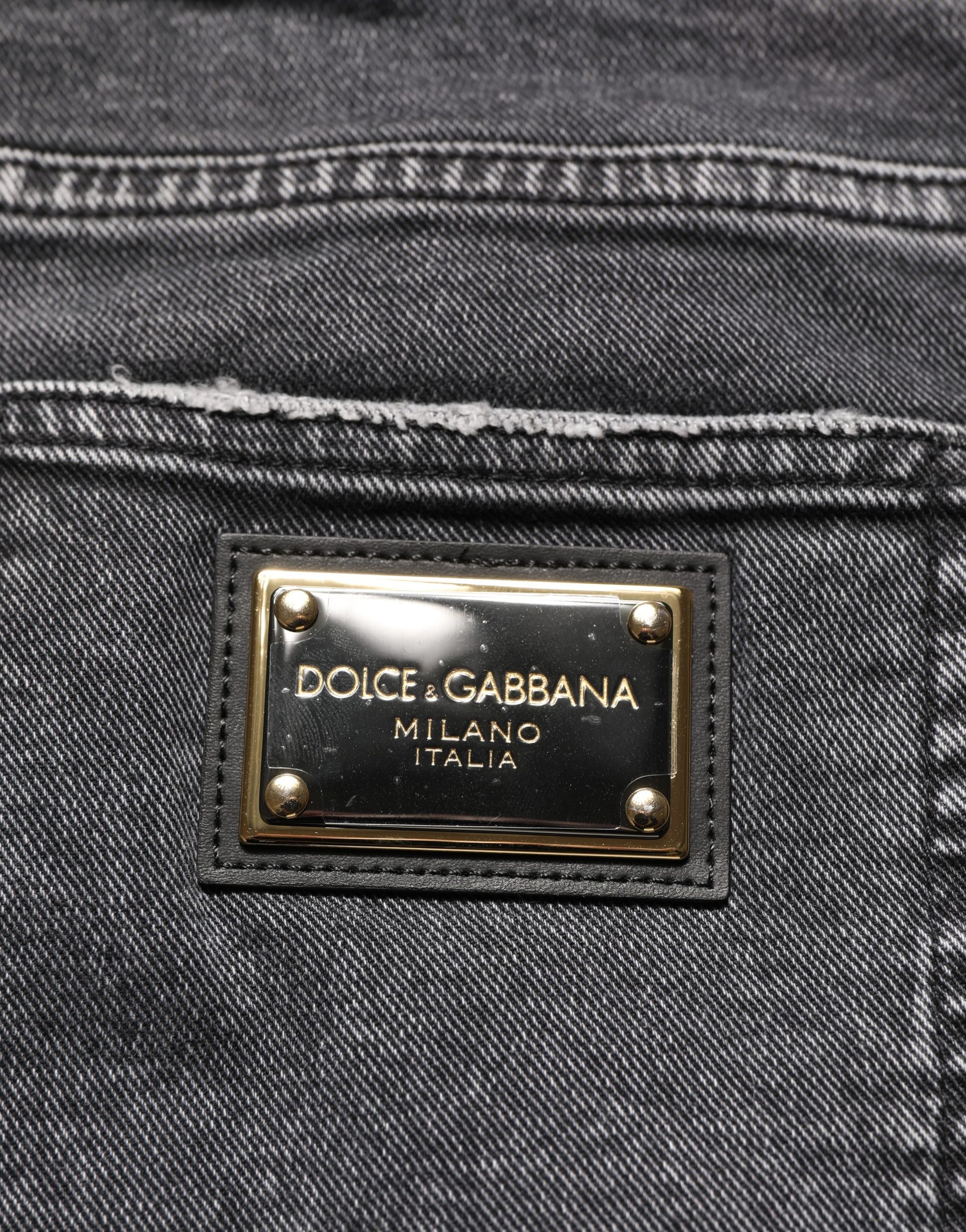 Dolce & Gabbana Dark Grey Distressed Mid Waist Denim Jeans