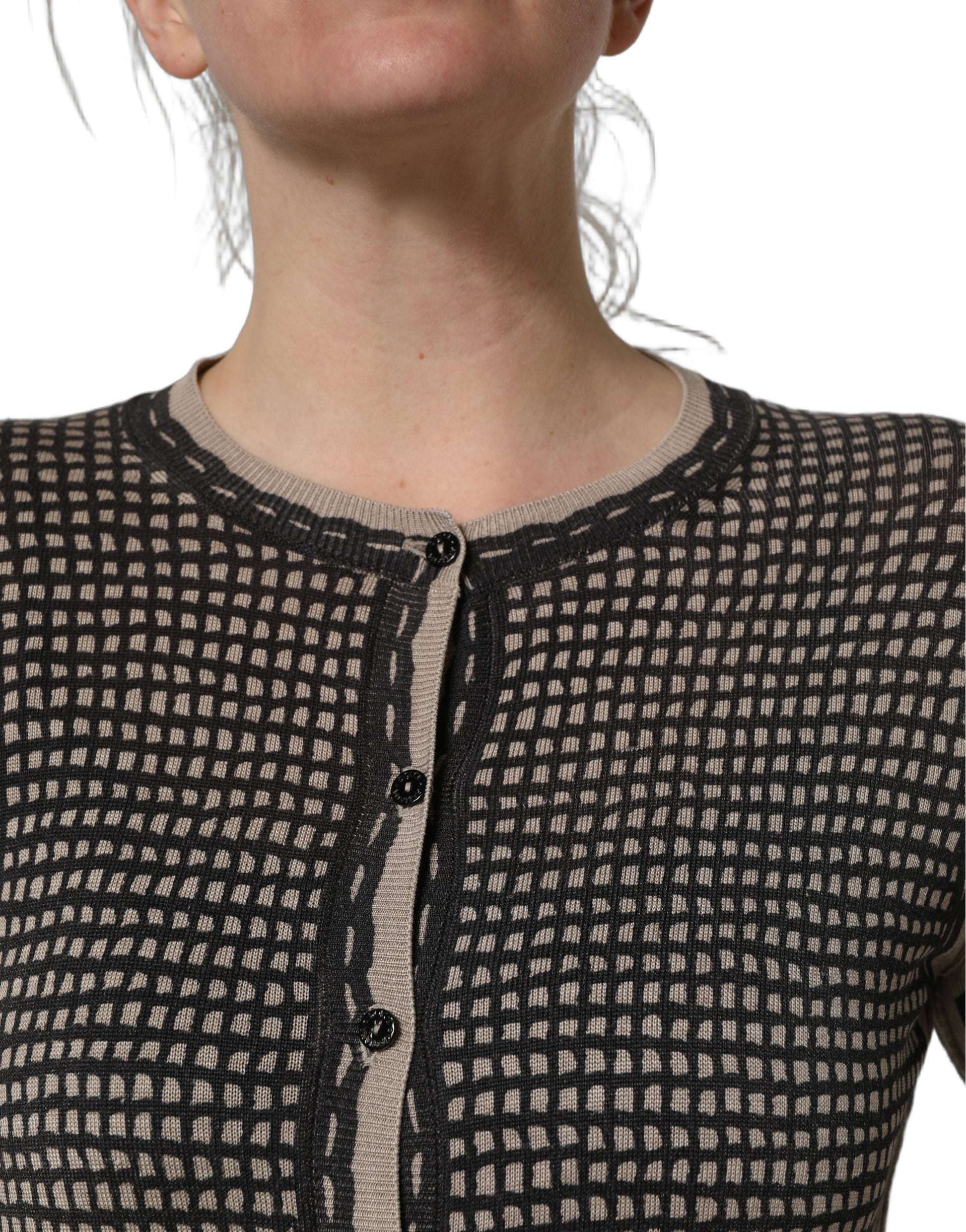 Cardigan en dentelle noire à fleurs et à boutons Dolce & Gabbana