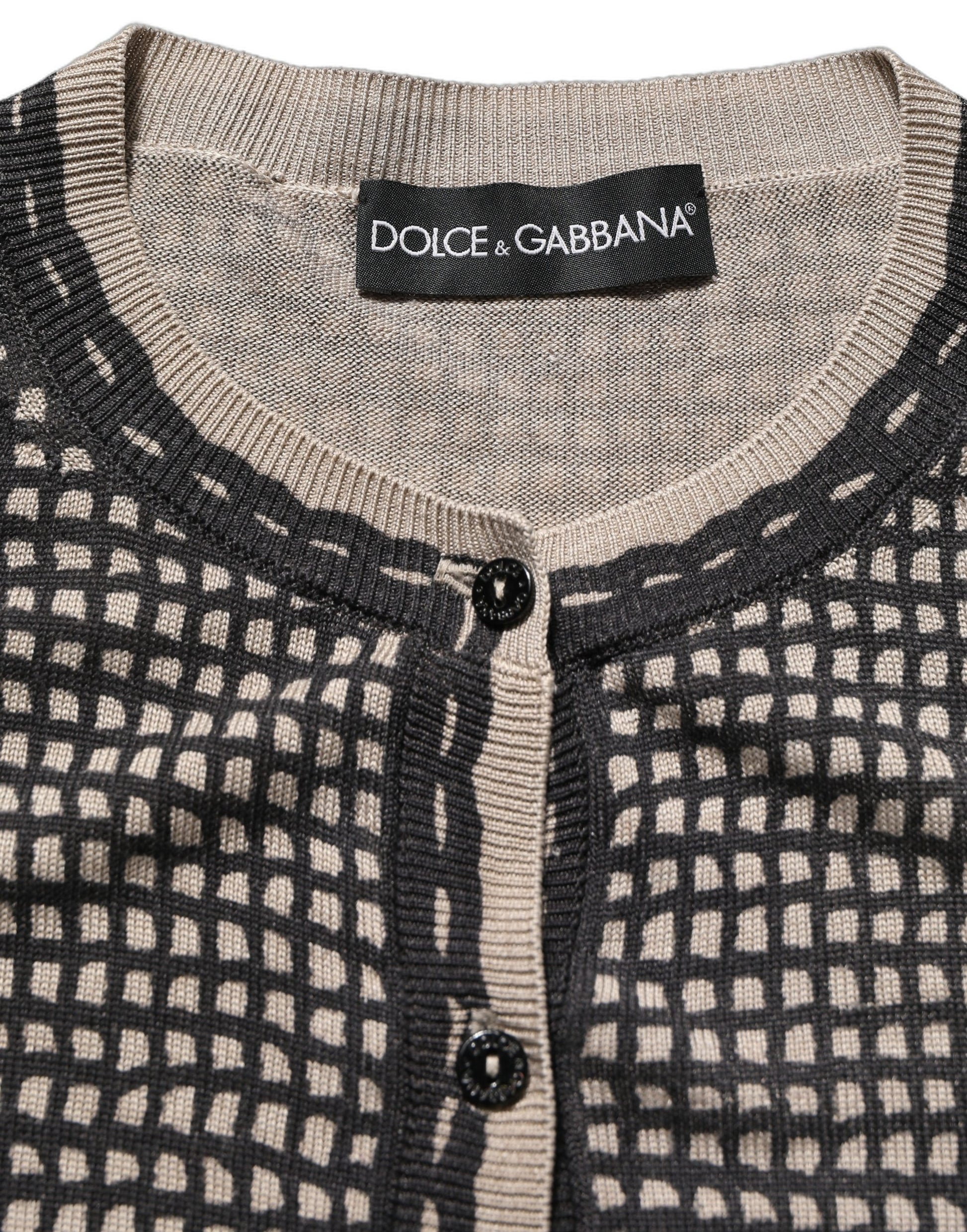 Cardigan en dentelle noire à fleurs et à boutons Dolce & Gabbana
