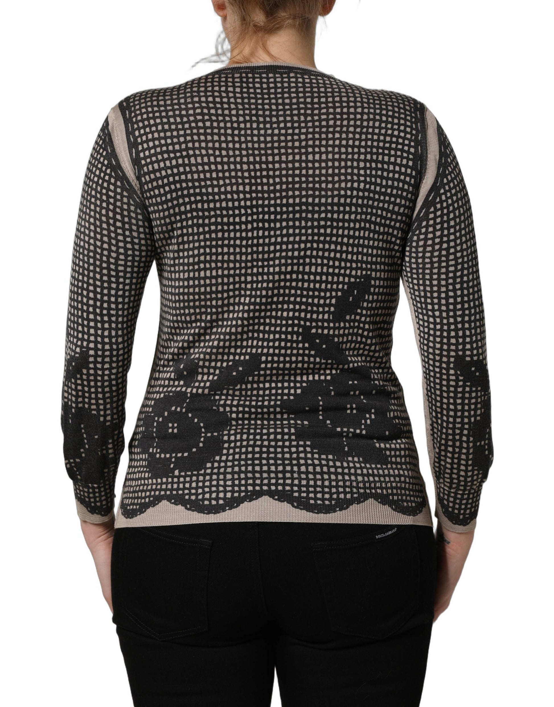 Cardigan en dentelle noire à fleurs et à boutons Dolce & Gabbana