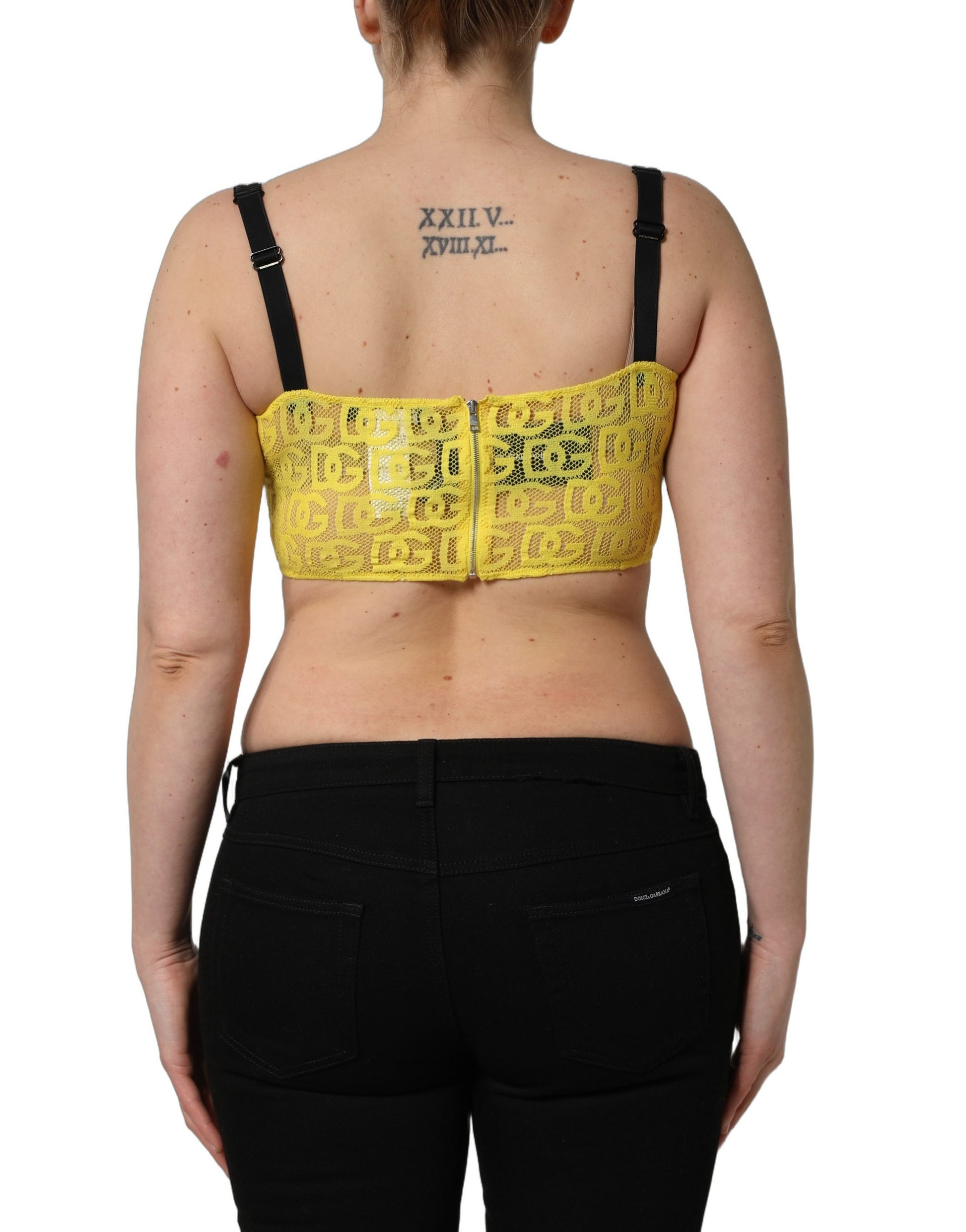 Dolce & Gabbana Haut court en crêpe de coton et mousseline jaune