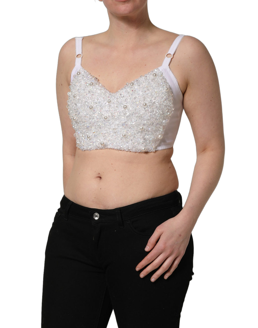 Dolce & Gabbana White Sleeveless T-Shirt for Women detail view