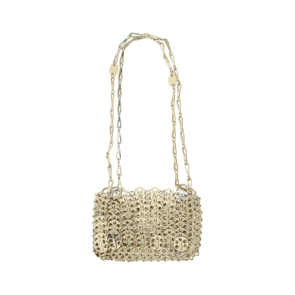 Sac à bandoulière bicolore en laiton Rabanne