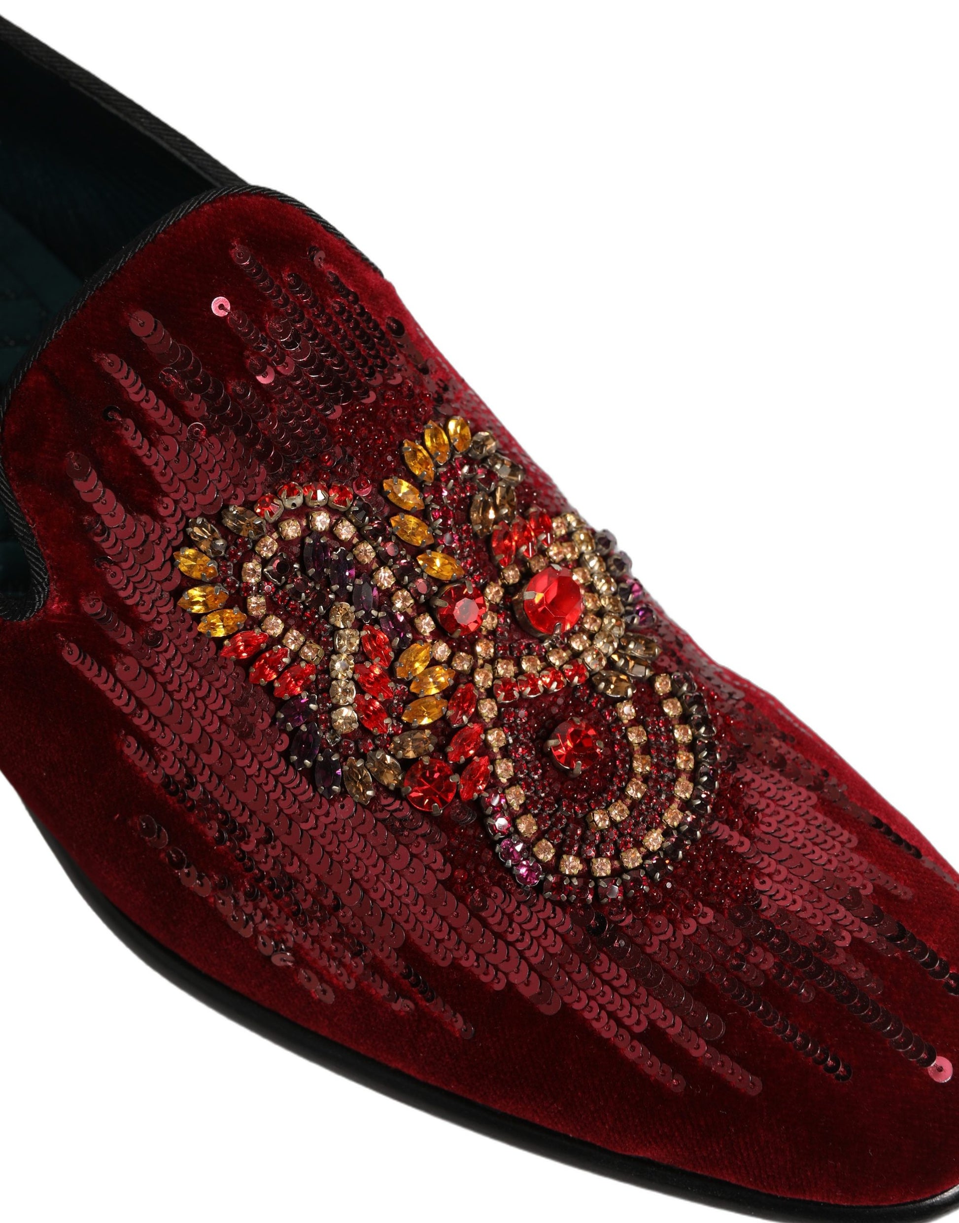 Chaussures mocassins Dolce & Gabbana ornés de pierres précieuses et de sequins marron