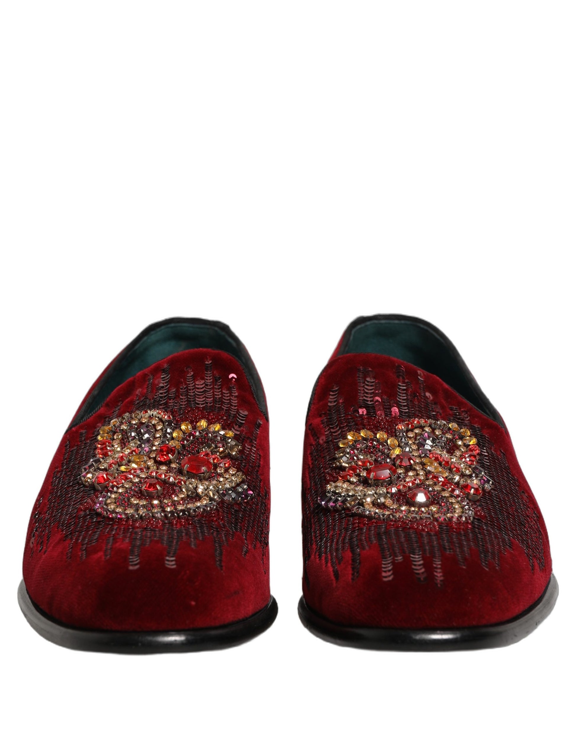 Chaussures mocassins Dolce & Gabbana ornés de pierres précieuses et de sequins marron