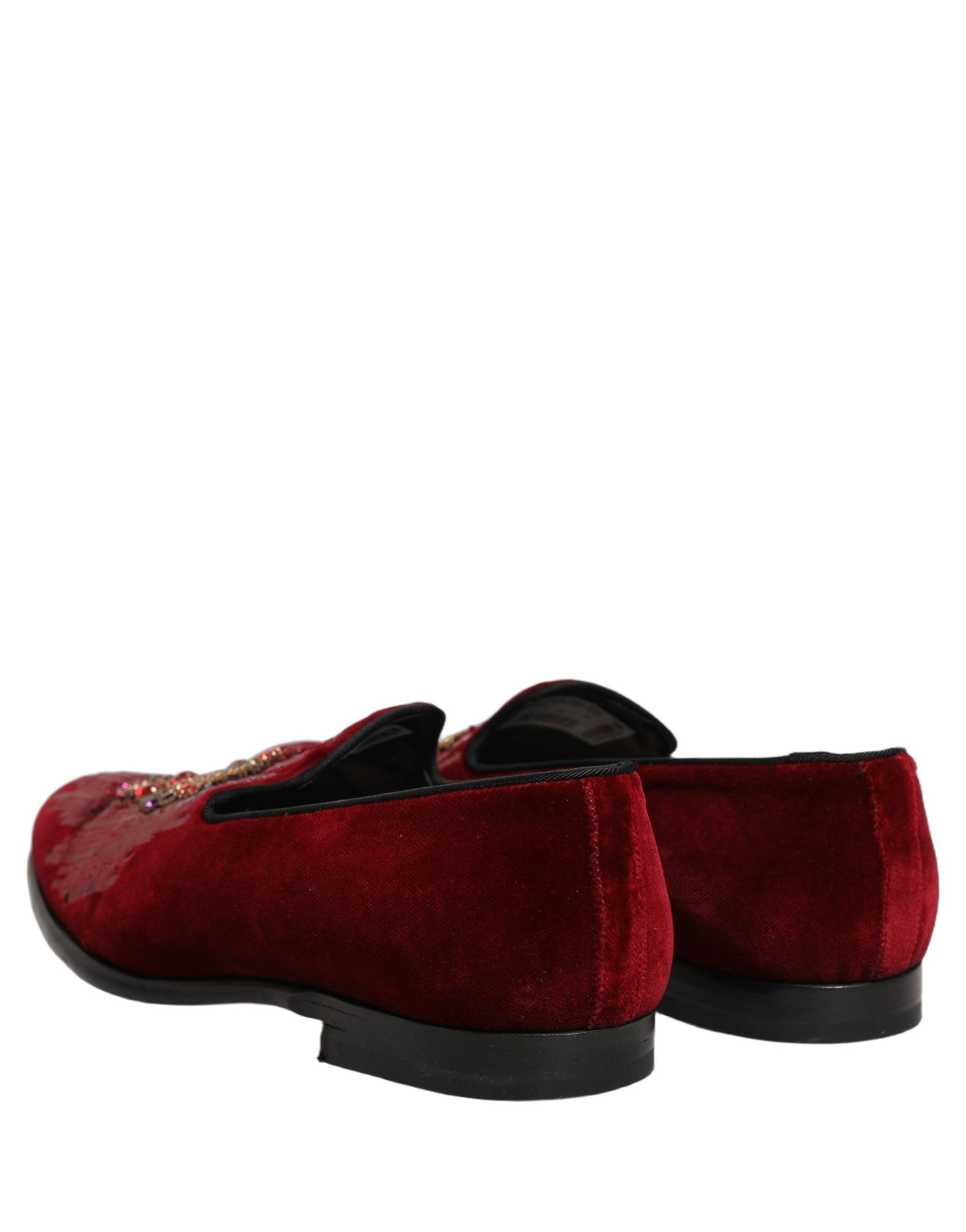 Chaussures mocassins Dolce & Gabbana ornés de pierres précieuses et de sequins marron