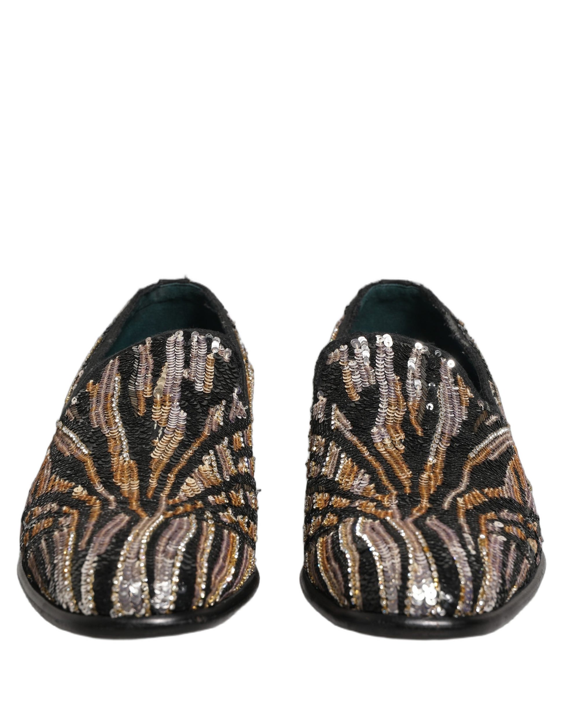 Chaussures mocassins Dolce & Gabbana ornées de paillettes à rayures dorées
