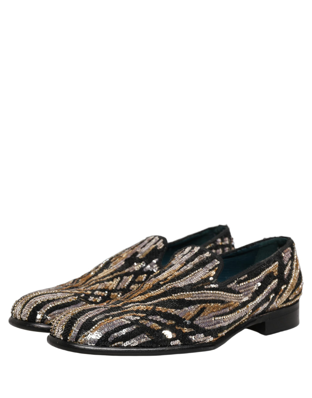 Chaussures mocassins Dolce & Gabbana ornées de paillettes à rayures dorées