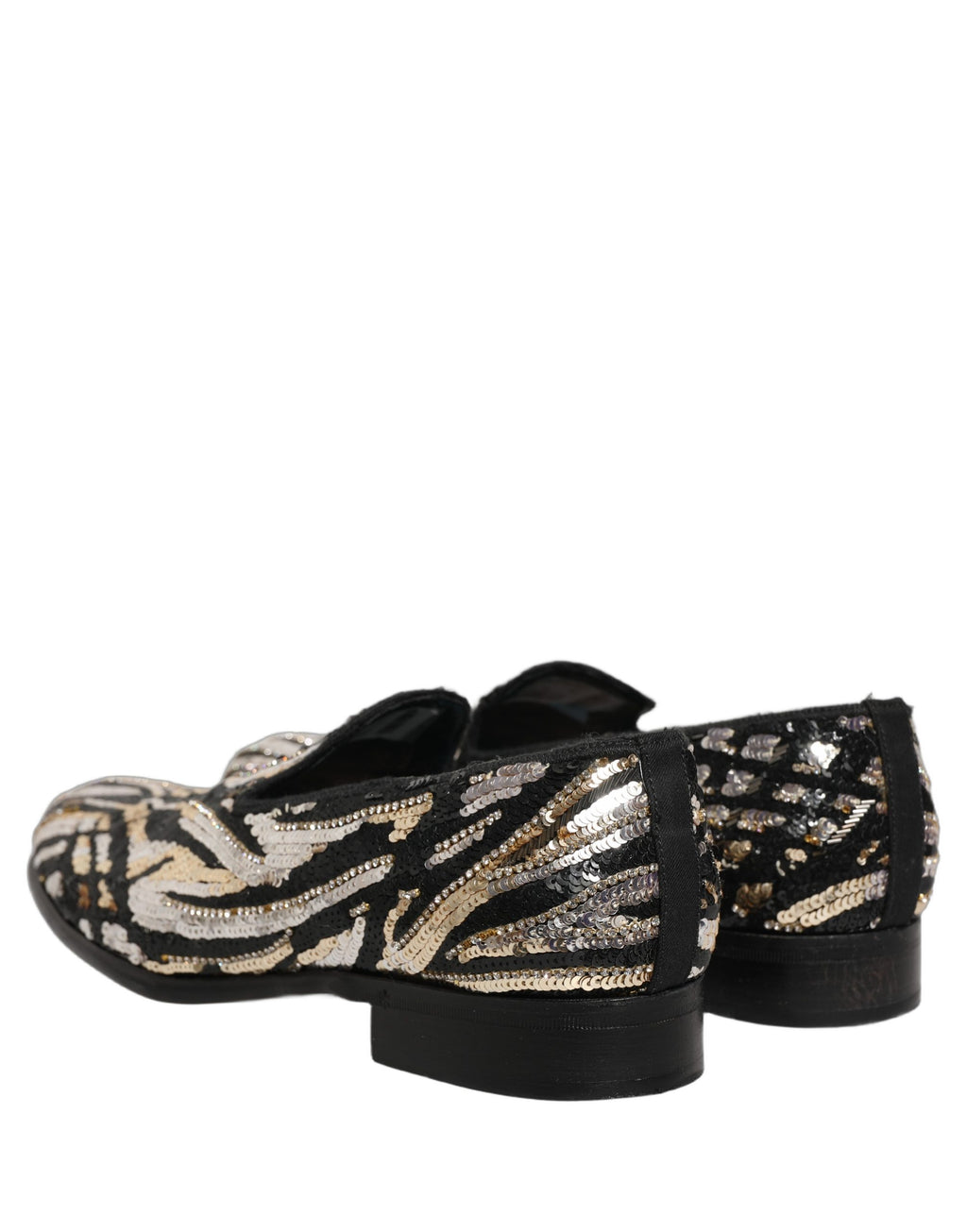 Chaussures mocassins Dolce & Gabbana ornées de paillettes à rayures dorées