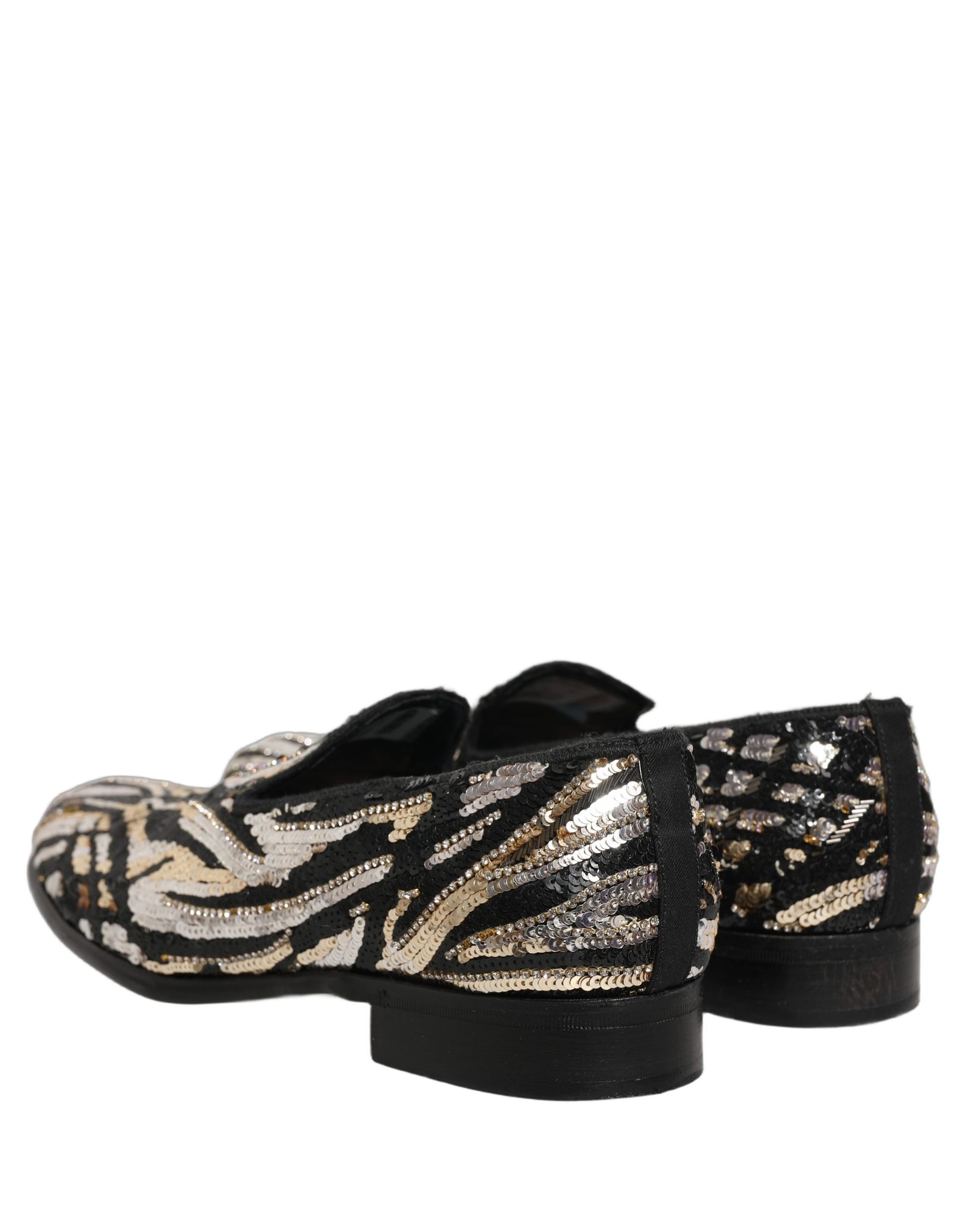 Chaussures mocassins Dolce & Gabbana ornées de paillettes à rayures dorées