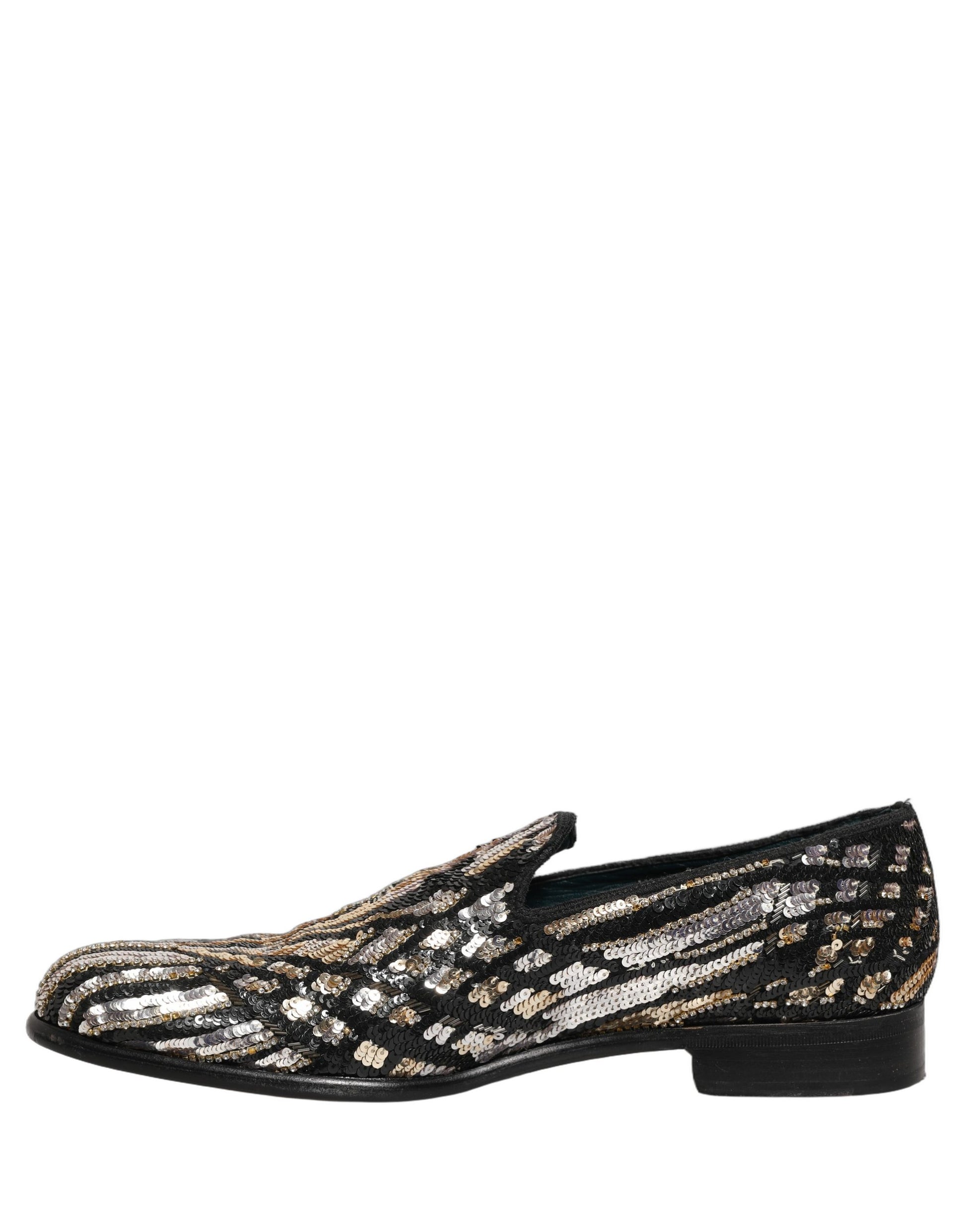 Chaussures mocassins Dolce & Gabbana ornées de paillettes à rayures dorées