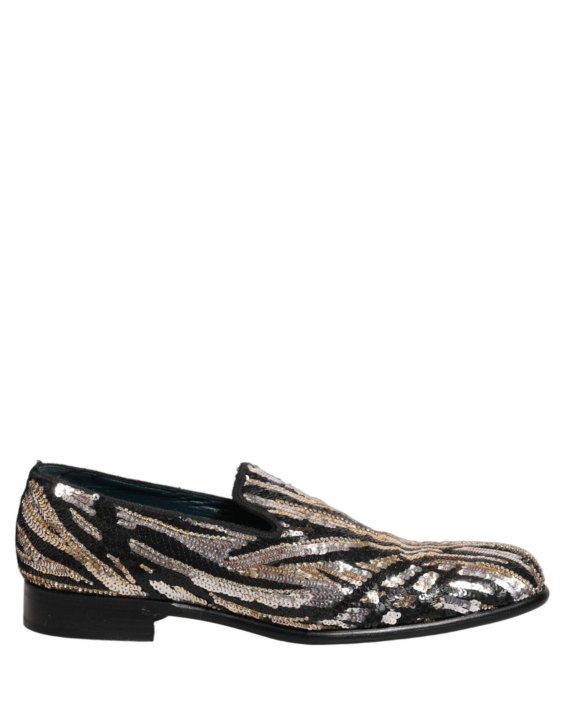 Chaussures mocassins Dolce & Gabbana ornées de paillettes à rayures dorées