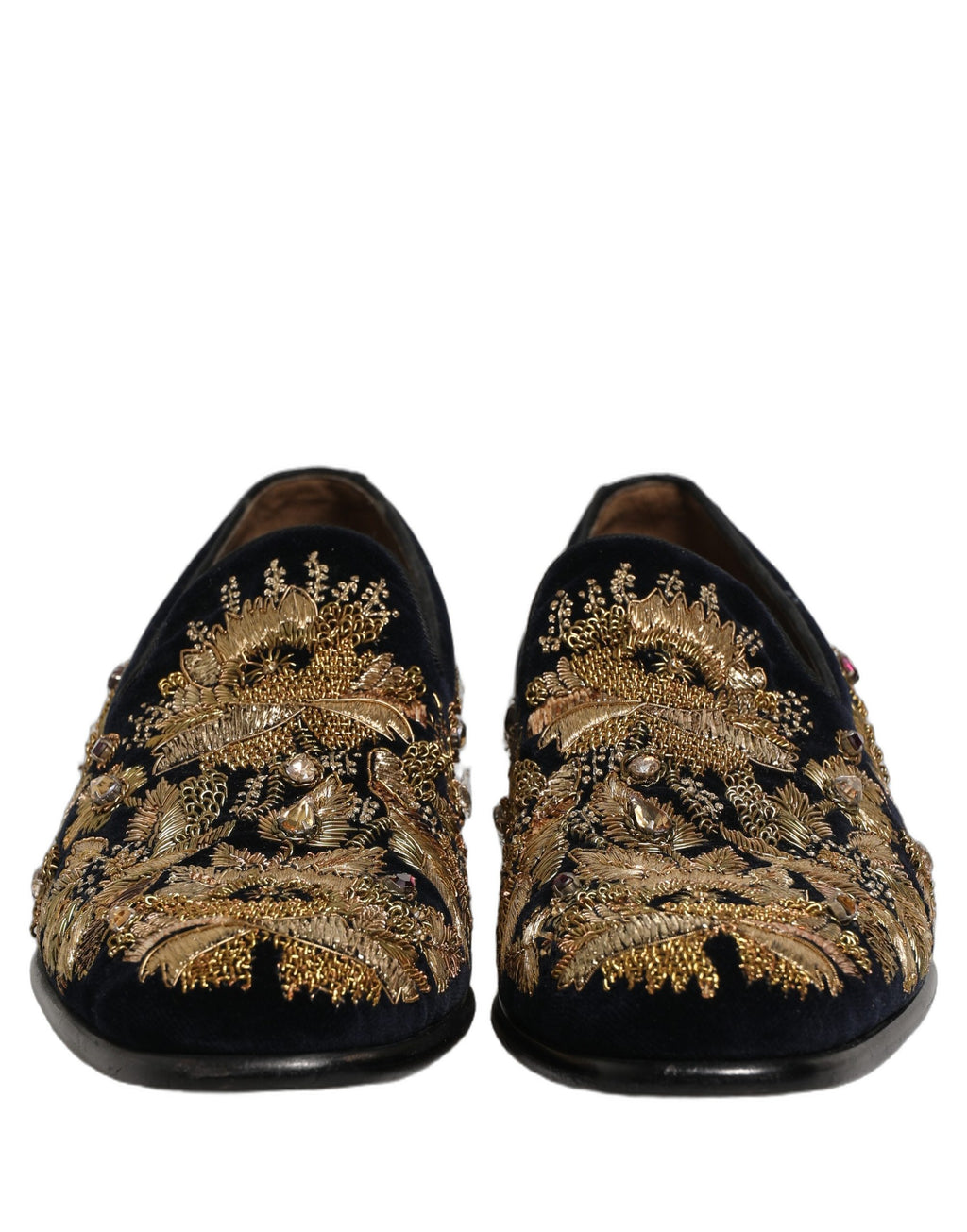 Chaussures mocassins Dolce & Gabbana noires à broderies dorées