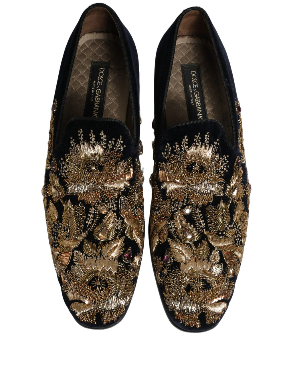 Chaussures mocassins Dolce & Gabbana noires à broderies dorées