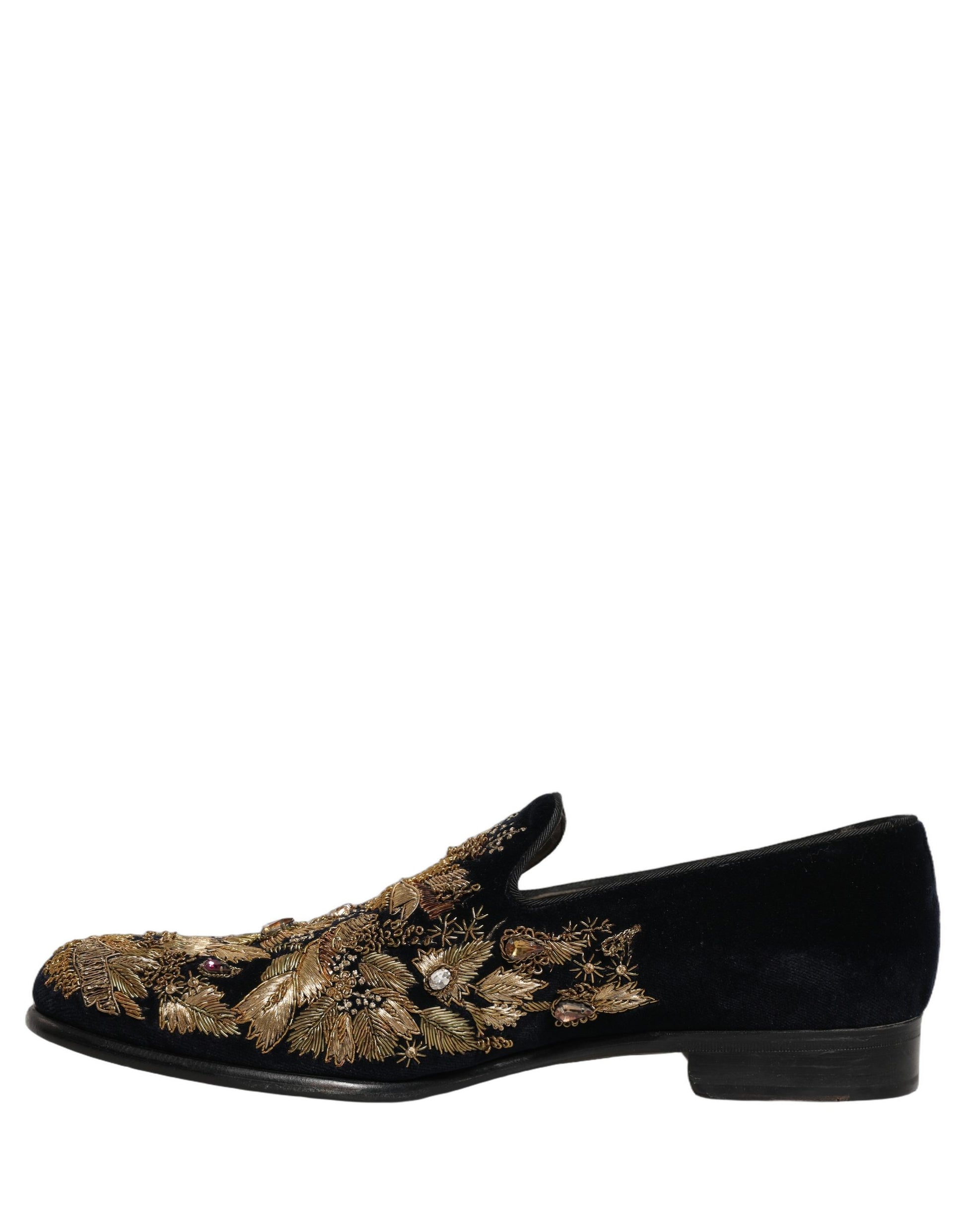 Chaussures mocassins Dolce & Gabbana noires à broderies dorées