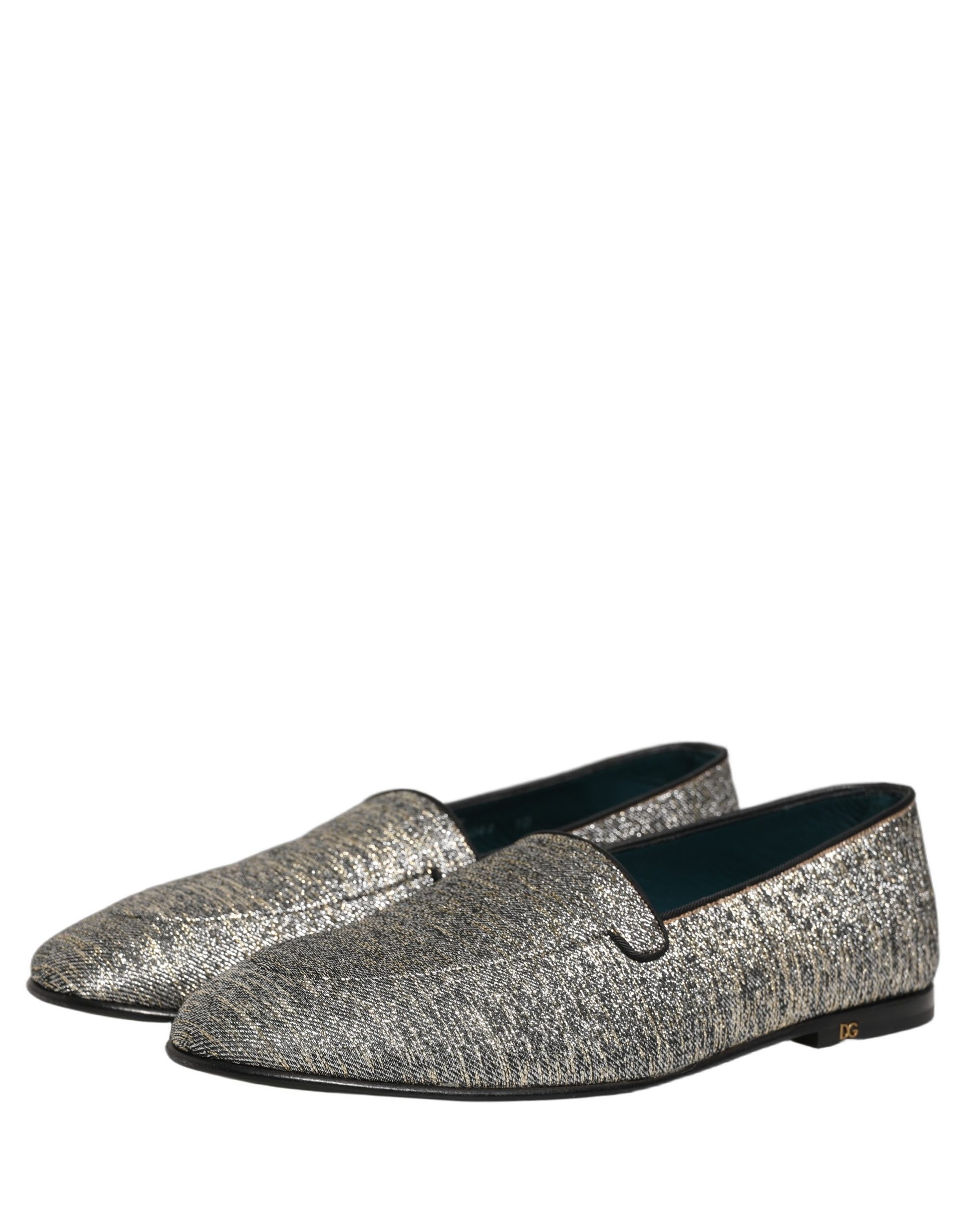 Mocassins de soirée Dolce & Gabbana gris en lurex à paillettes pour homme