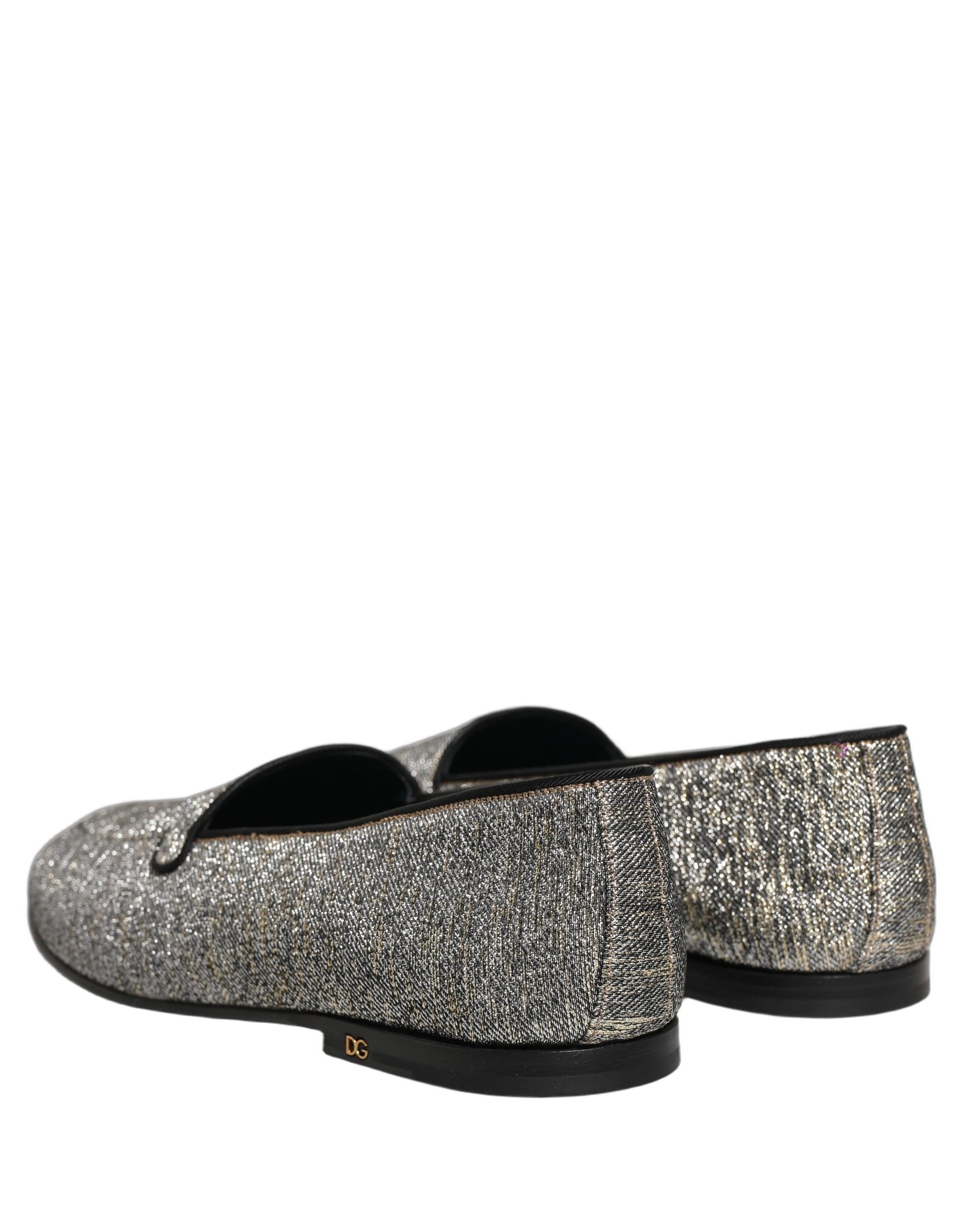 Mocassins de soirée Dolce & Gabbana gris en lurex à paillettes pour homme