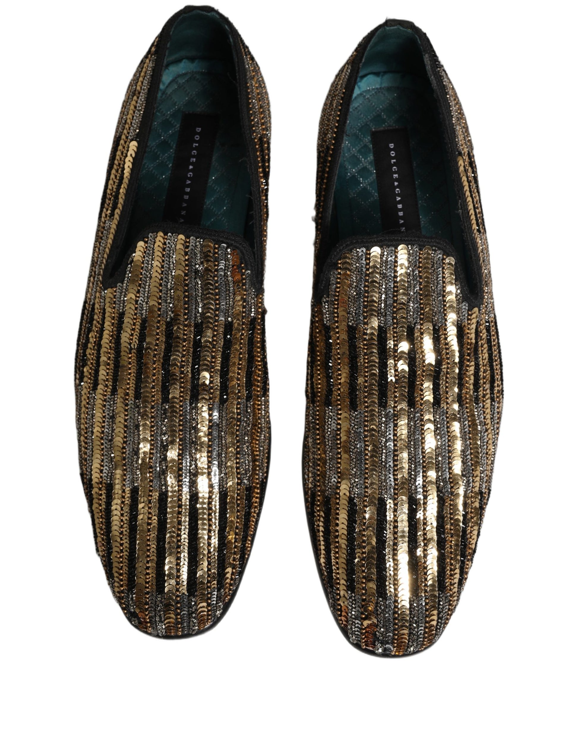 Dolce & Gabbana Gold Slip On Loafers for Men side view