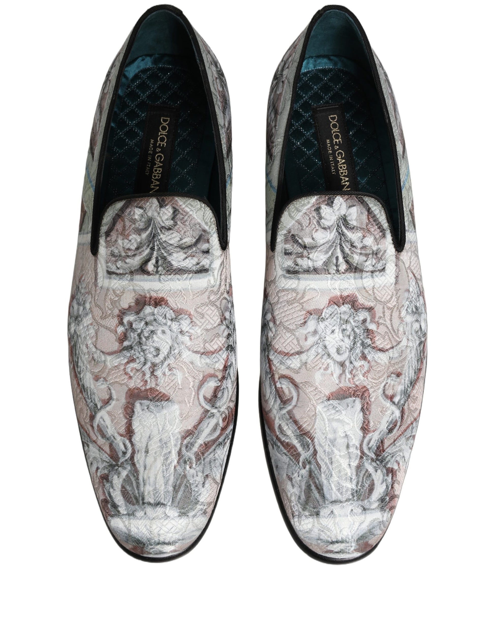 Chaussures Mocassins Dolce & Gabbana en Velours Multicolore avec Robe Baroque