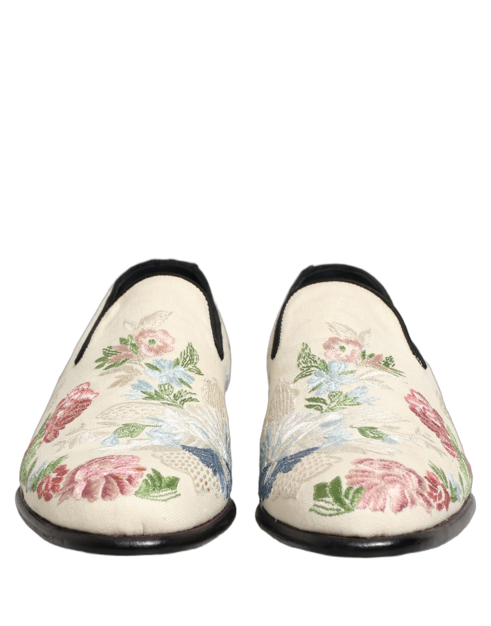 Chaussures mocassins Dolce & Gabbana avec broderie florale blanche