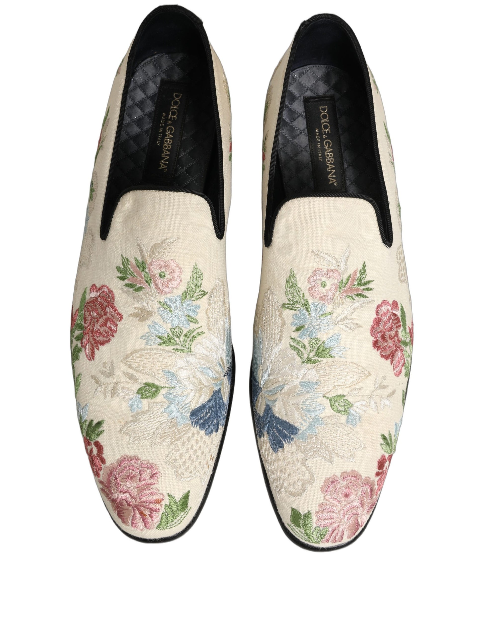 Chaussures mocassins Dolce & Gabbana avec broderie florale blanche