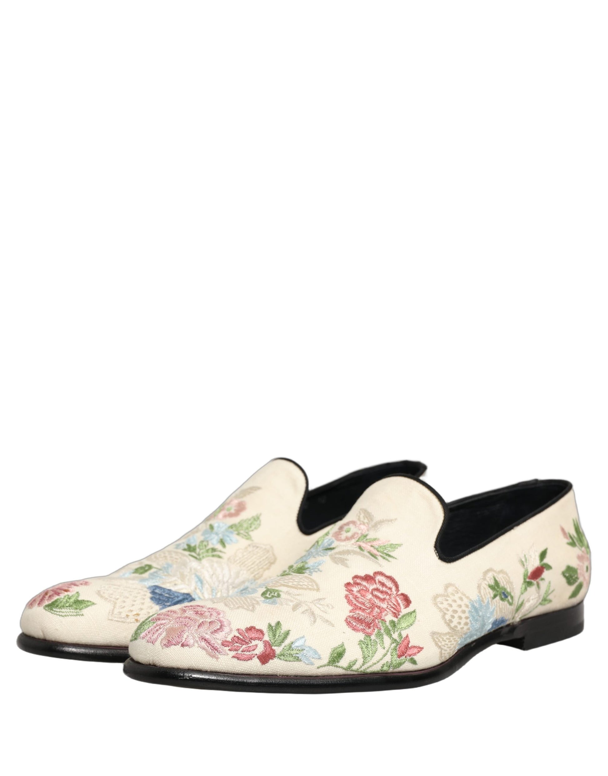 Chaussures mocassins Dolce & Gabbana avec broderie florale blanche