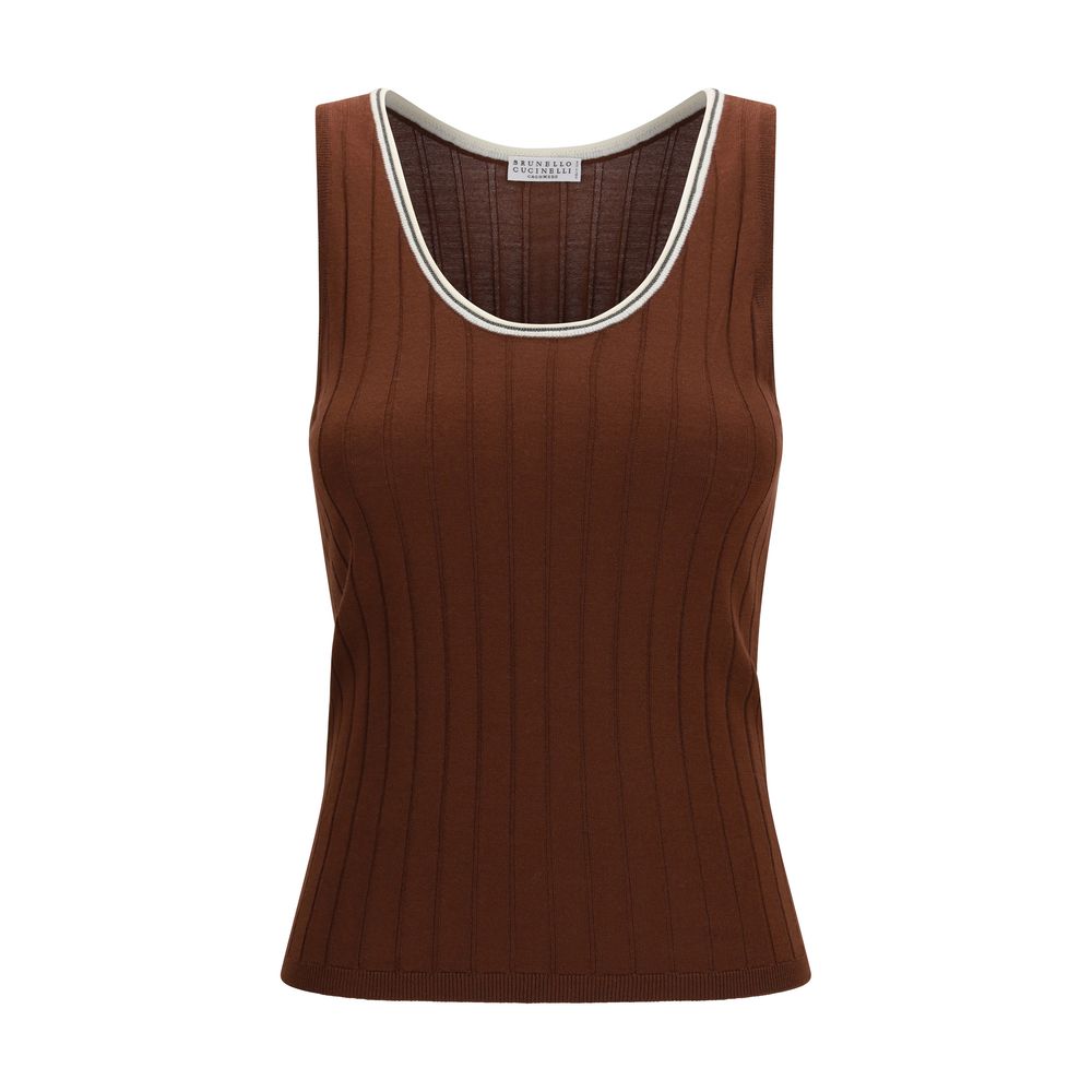 Brunello Cucinelli Red Sleeveless T-Shirt for Women
