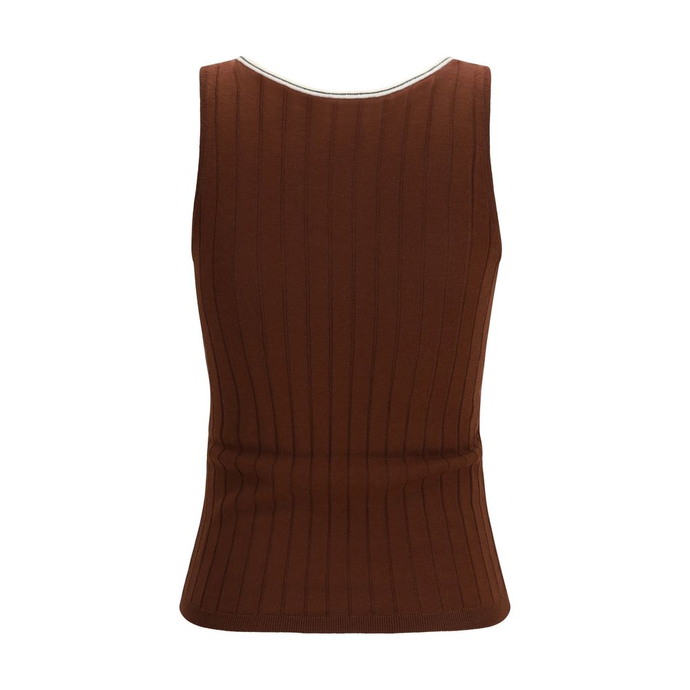 Brunello Cucinelli Red Sleeveless T-Shirt for Women alternate view