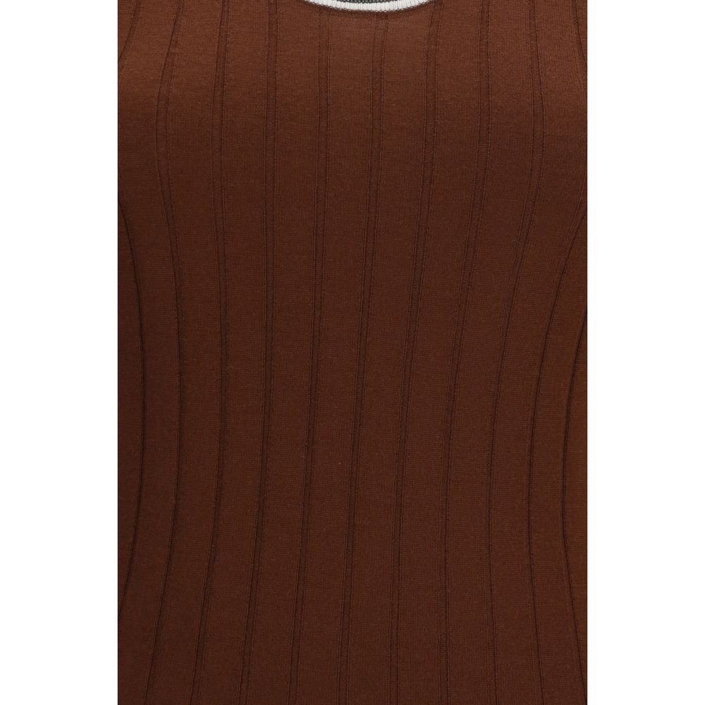 Brunello Cucinelli Red Sleeveless T-Shirt for Women detail view