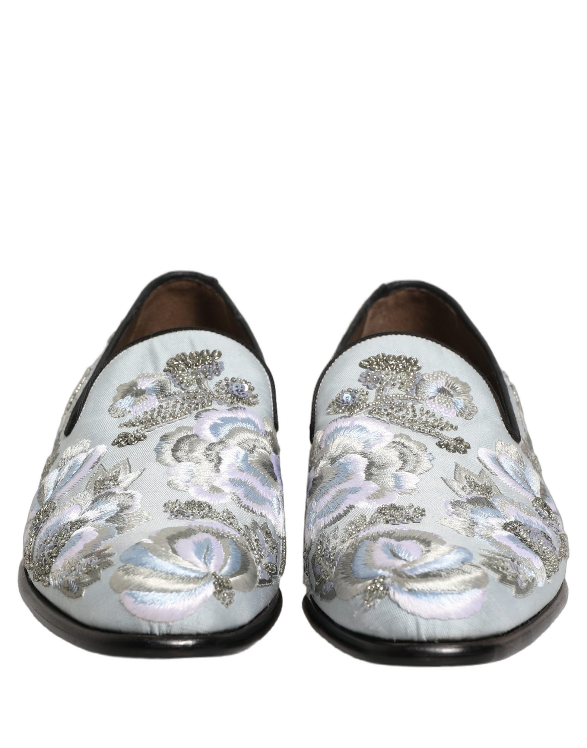 Chaussures mocassins blanches pour hommes Dolce & Gabbana ornées de fleurs