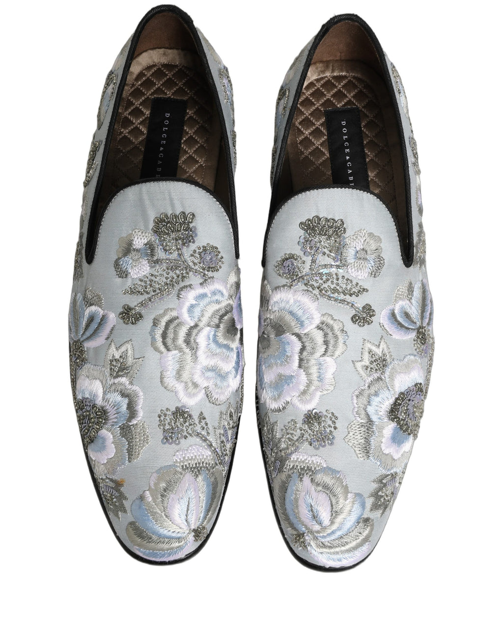 Chaussures mocassins blanches pour hommes Dolce & Gabbana ornées de fleurs