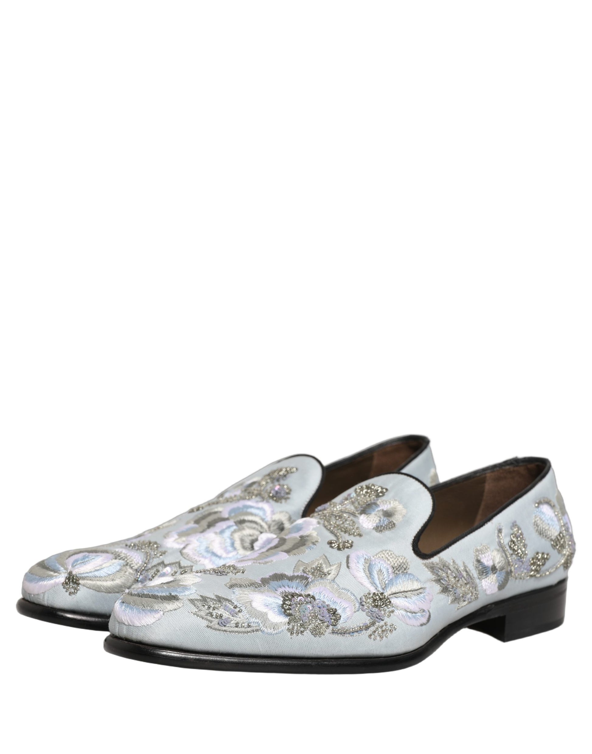 Chaussures mocassins blanches pour hommes Dolce & Gabbana ornées de fleurs