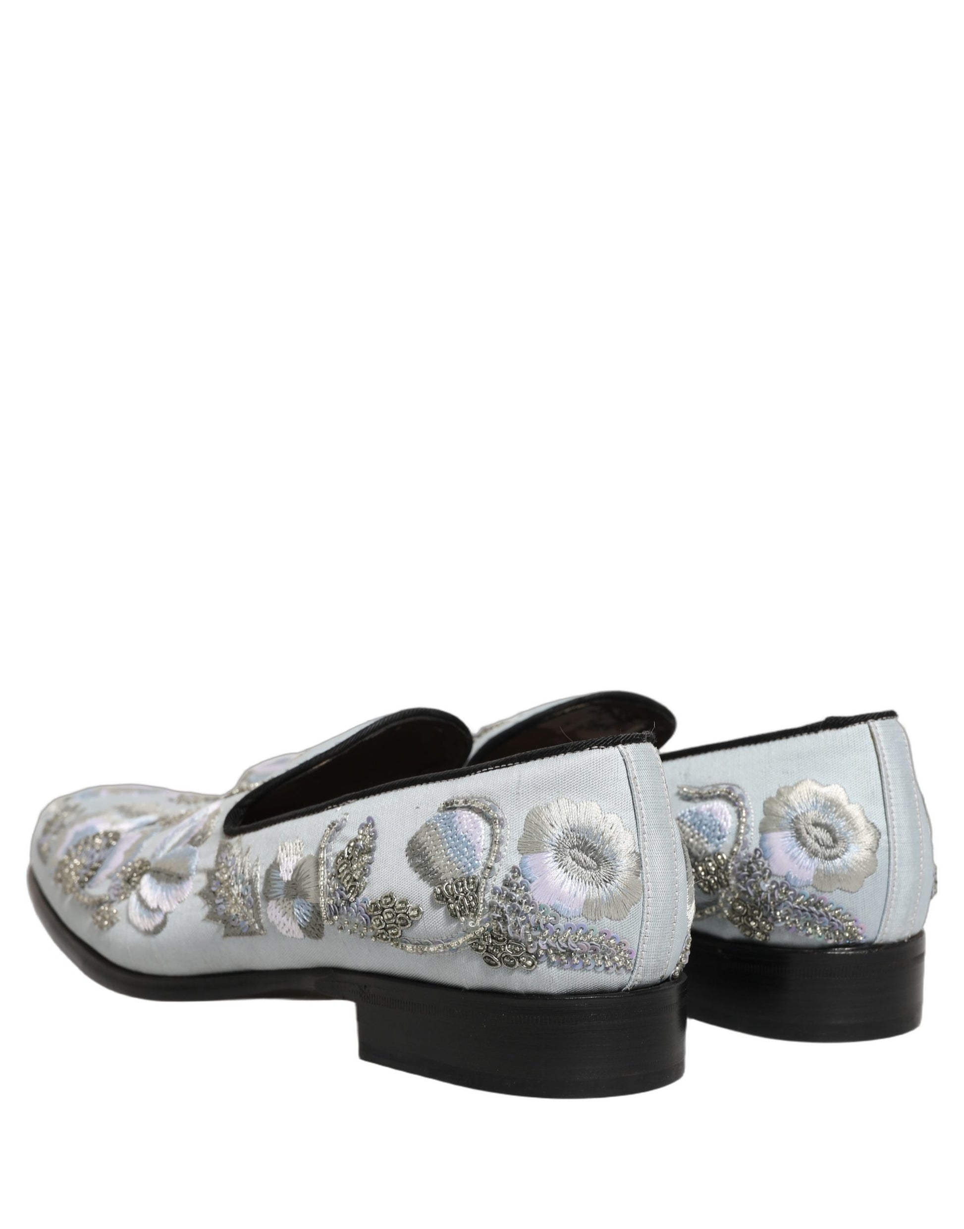 Chaussures mocassins blanches pour hommes Dolce & Gabbana ornées de fleurs