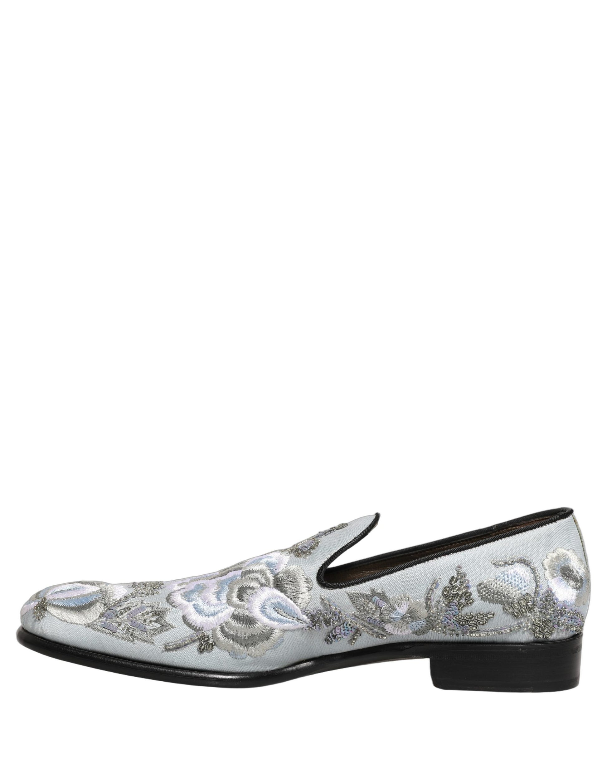Chaussures mocassins blanches pour hommes Dolce & Gabbana ornées de fleurs