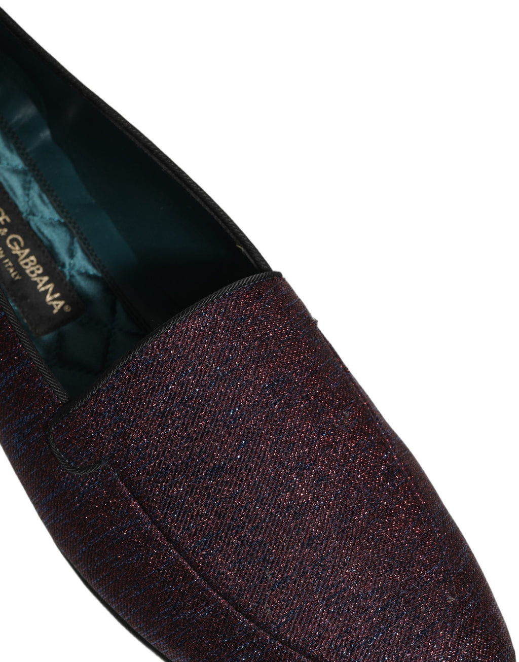 Chaussures mocassins Dolce & Gabbana bordeaux à paillettes en lurex et logo