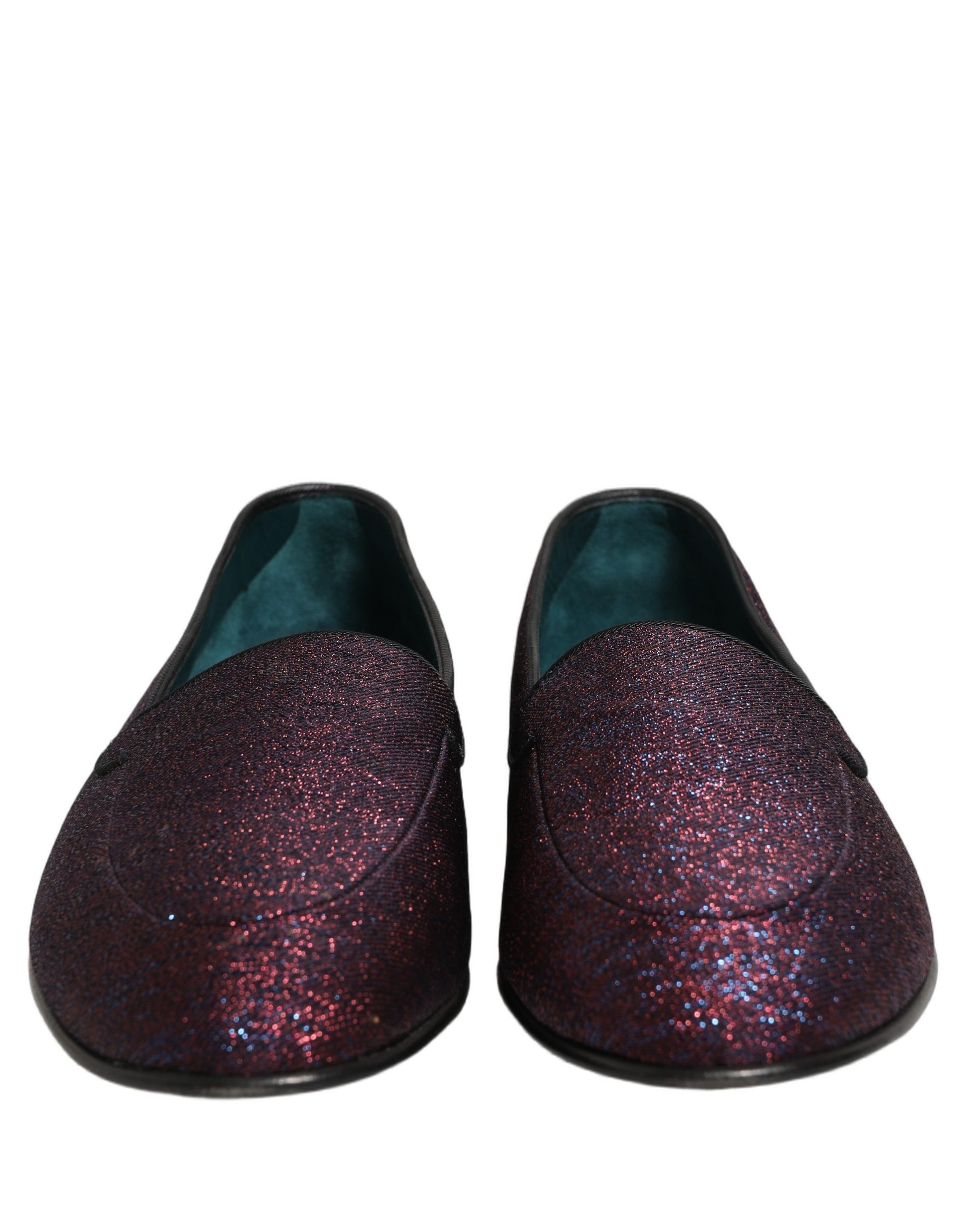 Chaussures mocassins Dolce & Gabbana bordeaux à paillettes en lurex et logo