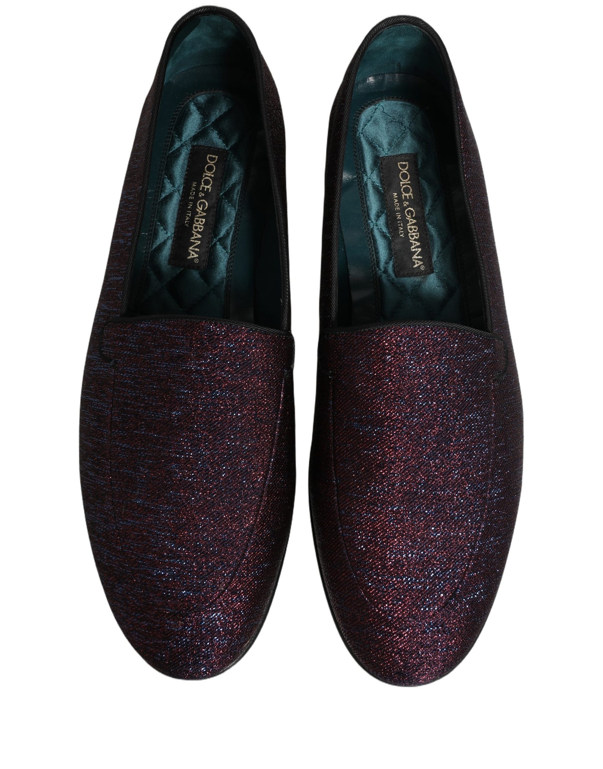 Chaussures mocassins Dolce & Gabbana bordeaux à paillettes en lurex et logo