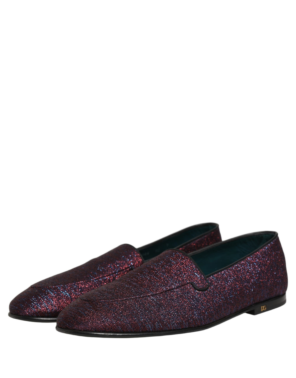 Chaussures mocassins Dolce & Gabbana bordeaux à paillettes en lurex et logo