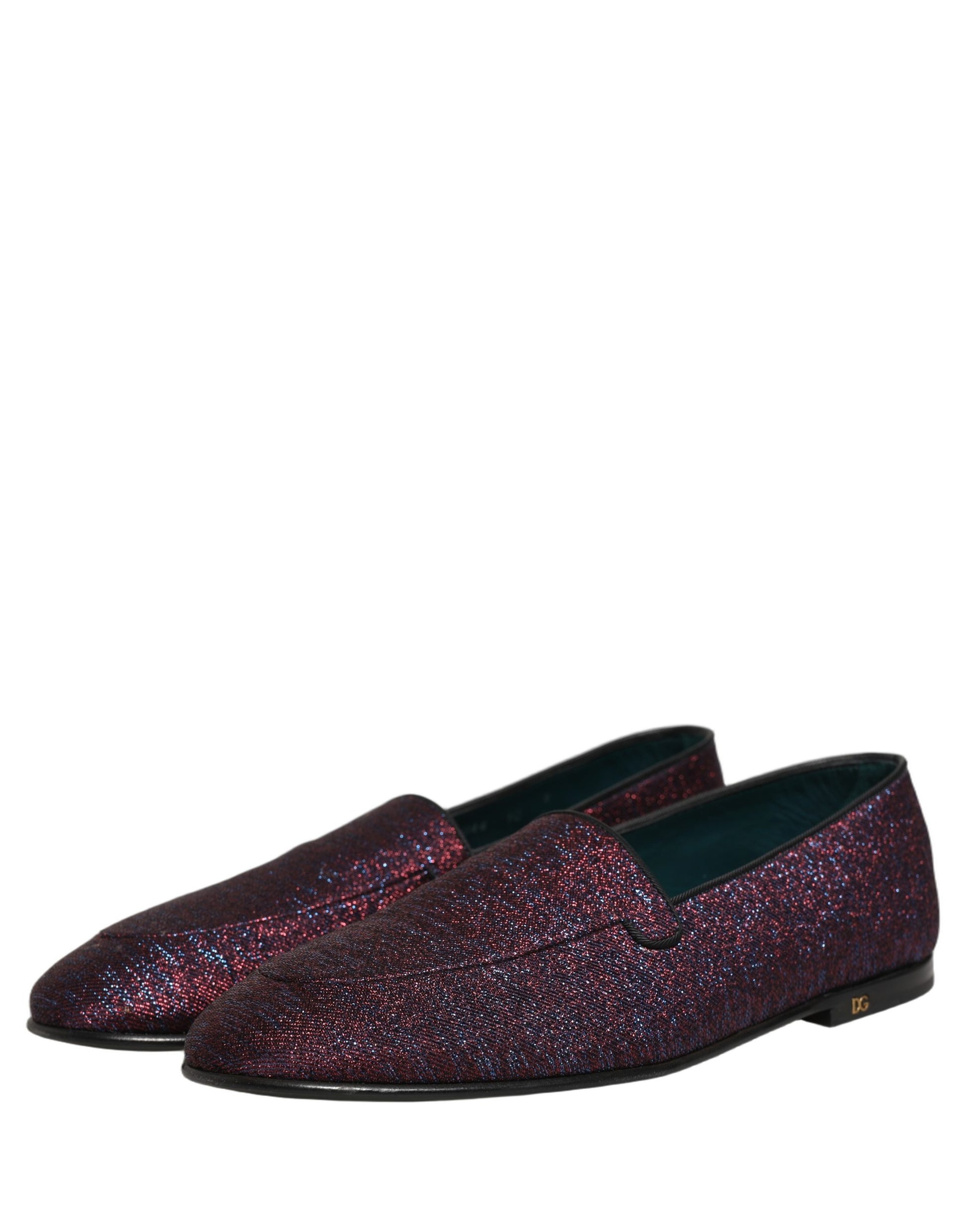 Chaussures mocassins Dolce & Gabbana bordeaux à paillettes en lurex et logo