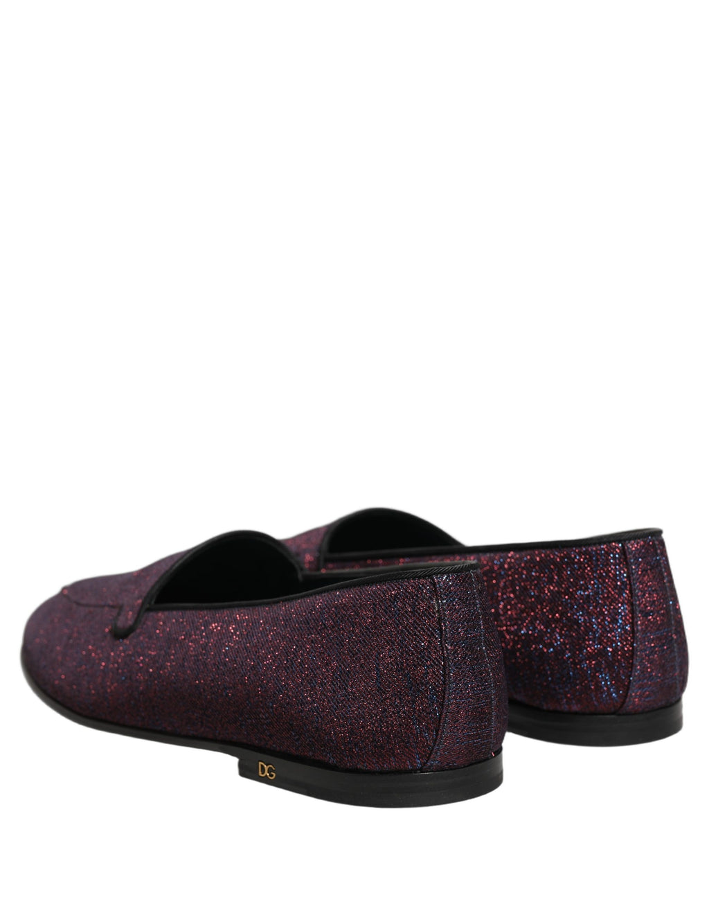 Chaussures mocassins Dolce & Gabbana bordeaux à paillettes en lurex et logo