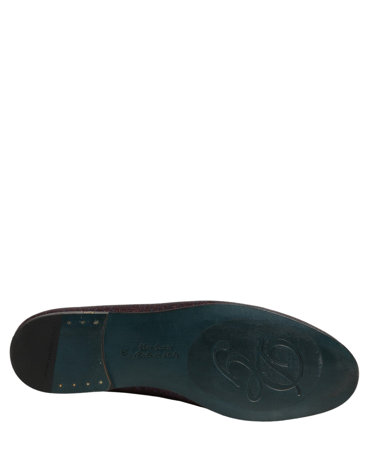 Dolce & Gabbana Bordeauxrote Glitzer-Lurex-Logo-Kleid-Loafer-Schuhe