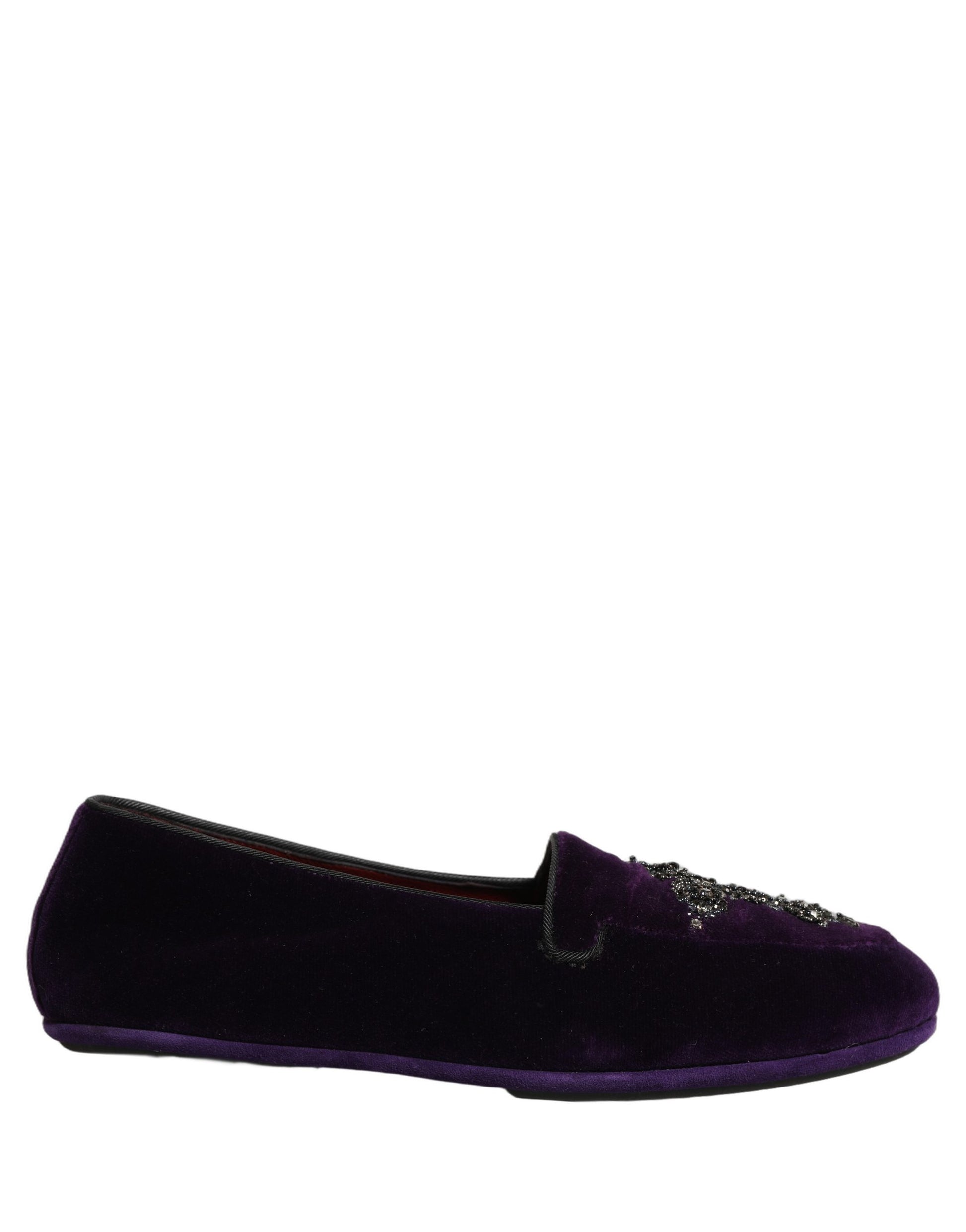 Dolce & Gabbana Violet Suede Embellished Dress Loafers Shoes