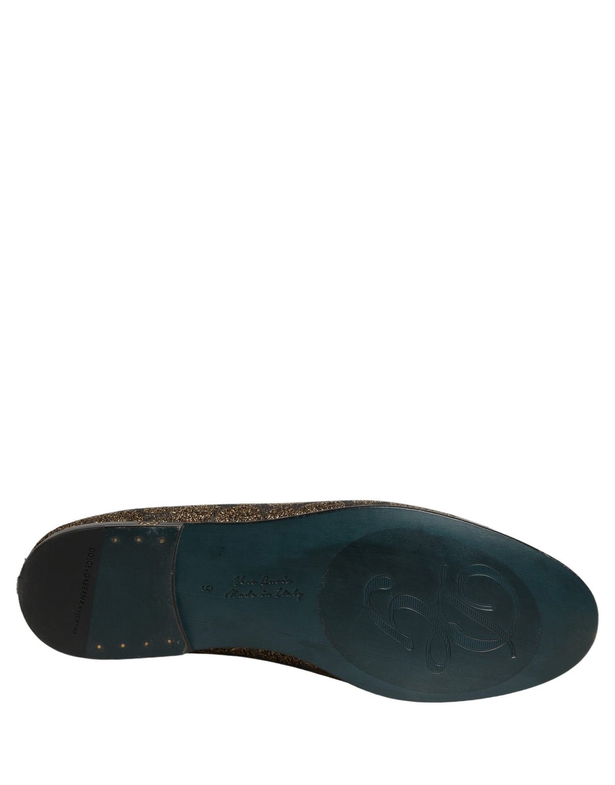 Dolce & Gabbana Gold Lurex Glitzer Herren Slipper Loafers Schuhe